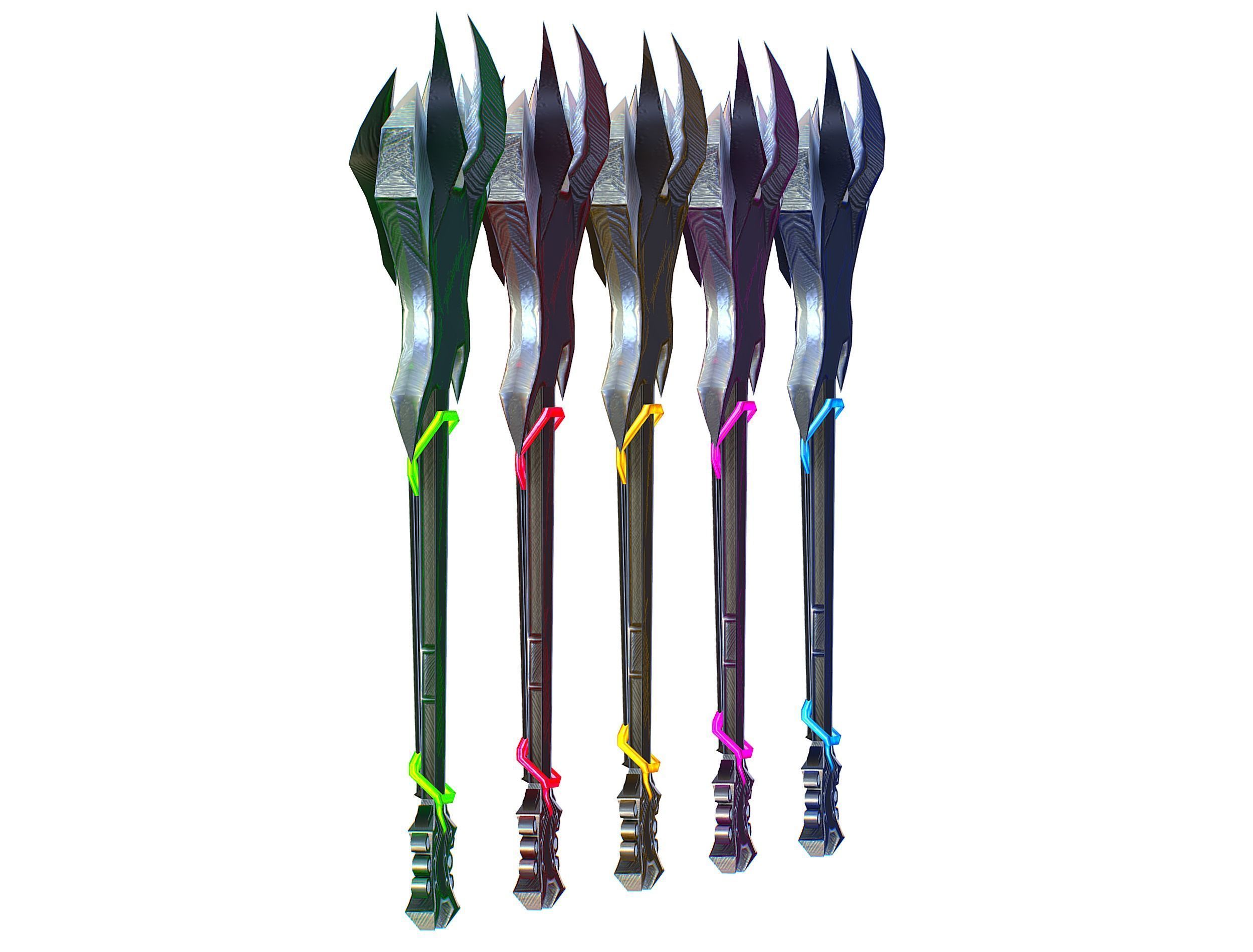 a set of cutting weapons Low-poly 3D model_6