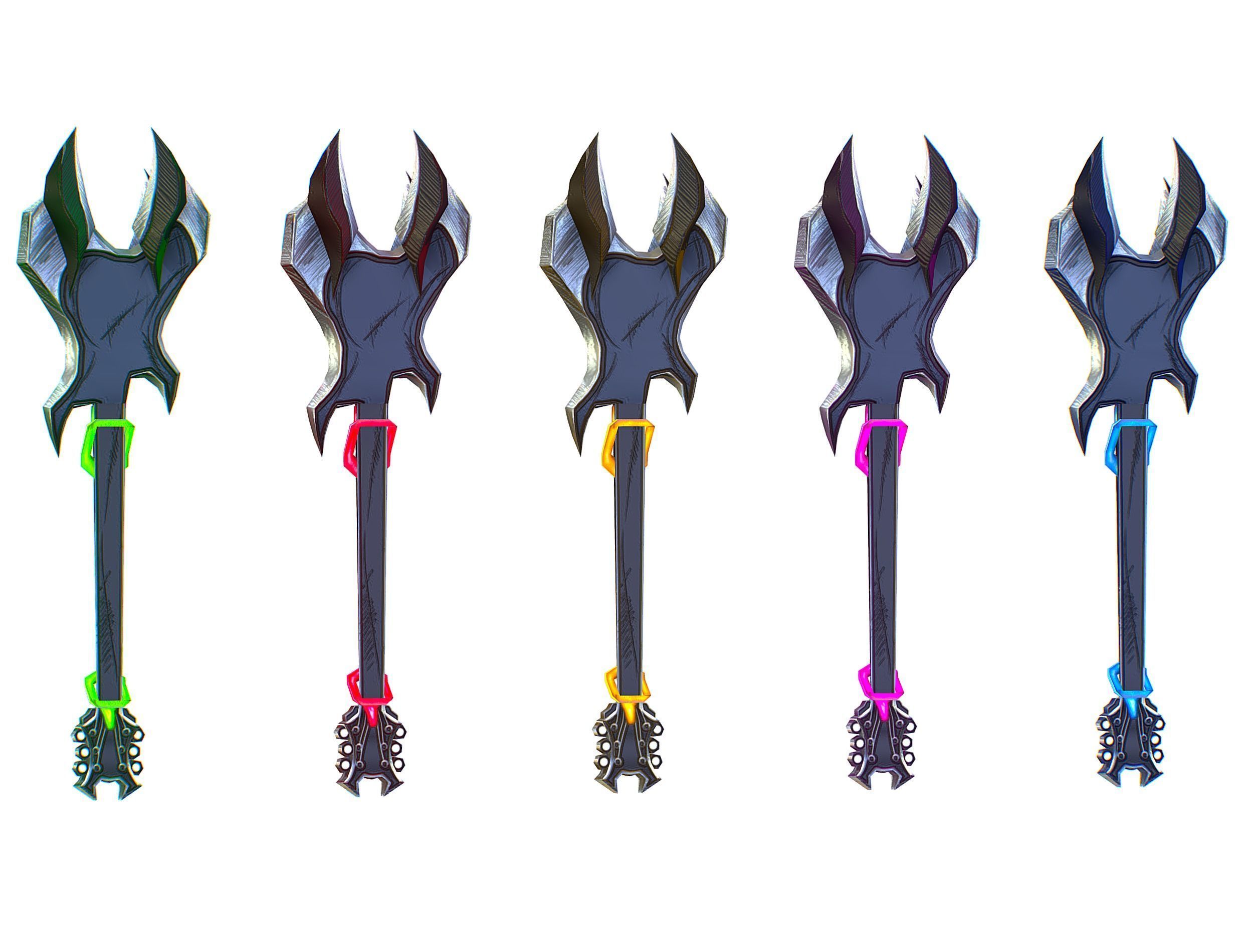 a set of cutting weapons Low-poly 3D model_10
