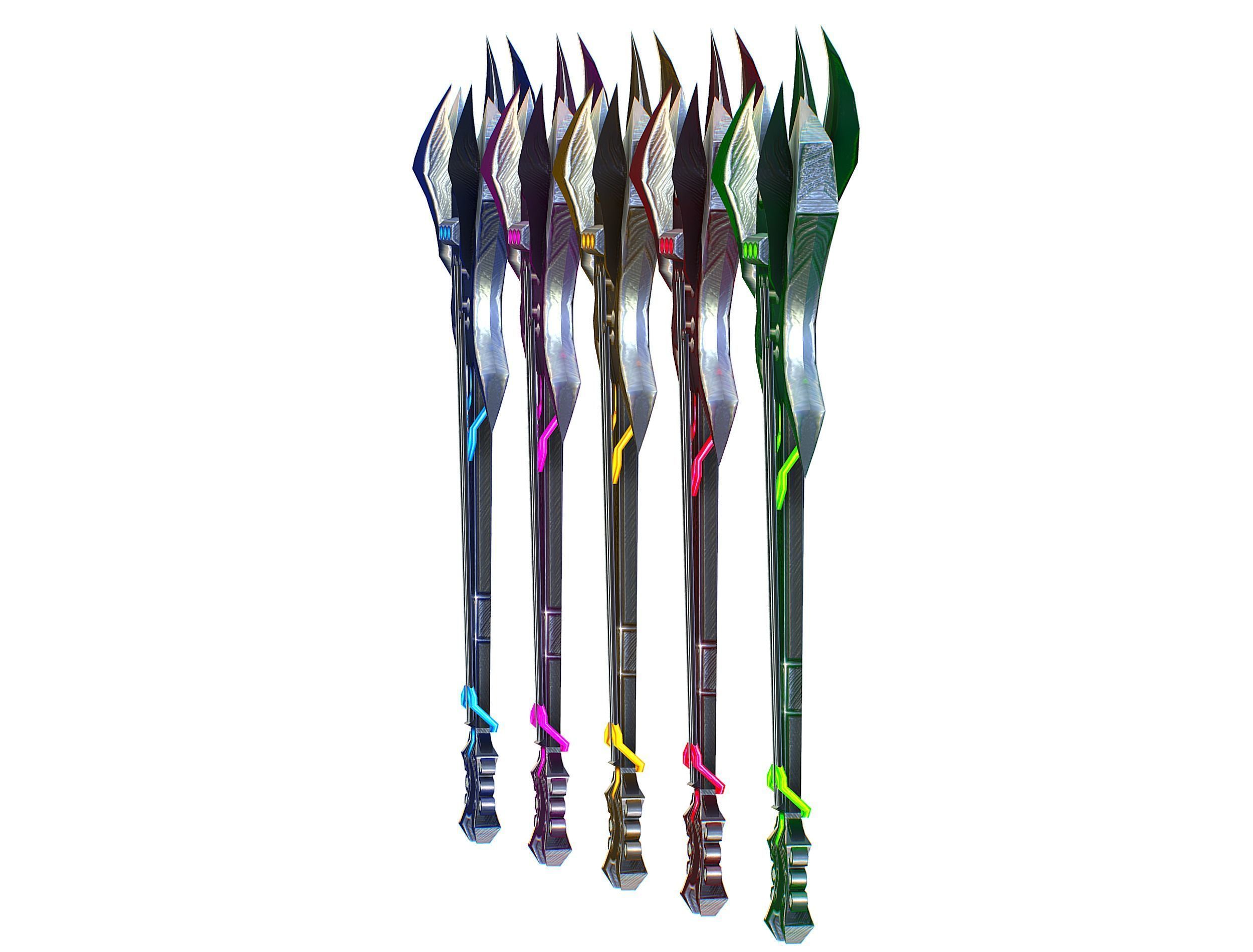 a set of cutting weapons Low-poly 3D model_3