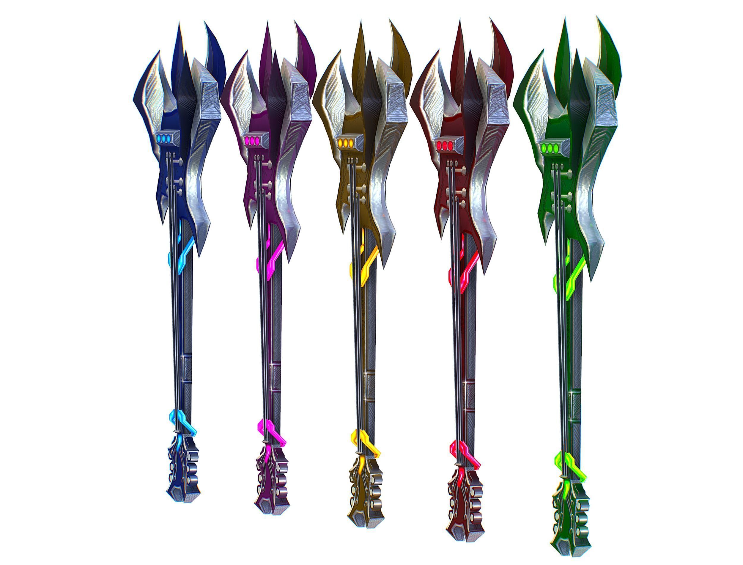 a set of cutting weapons Low-poly 3D model_2