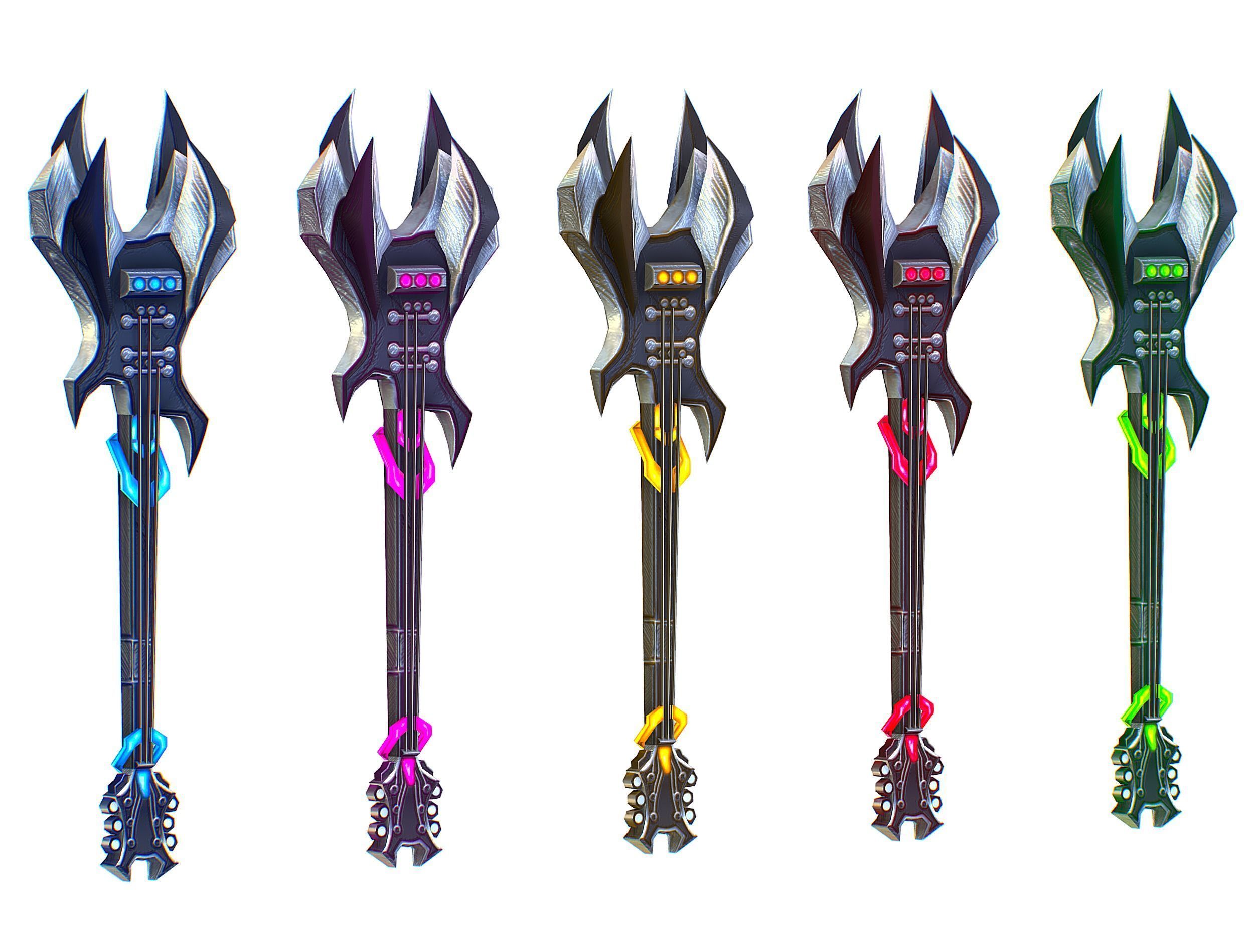 a set of cutting weapons Low-poly 3D model_18