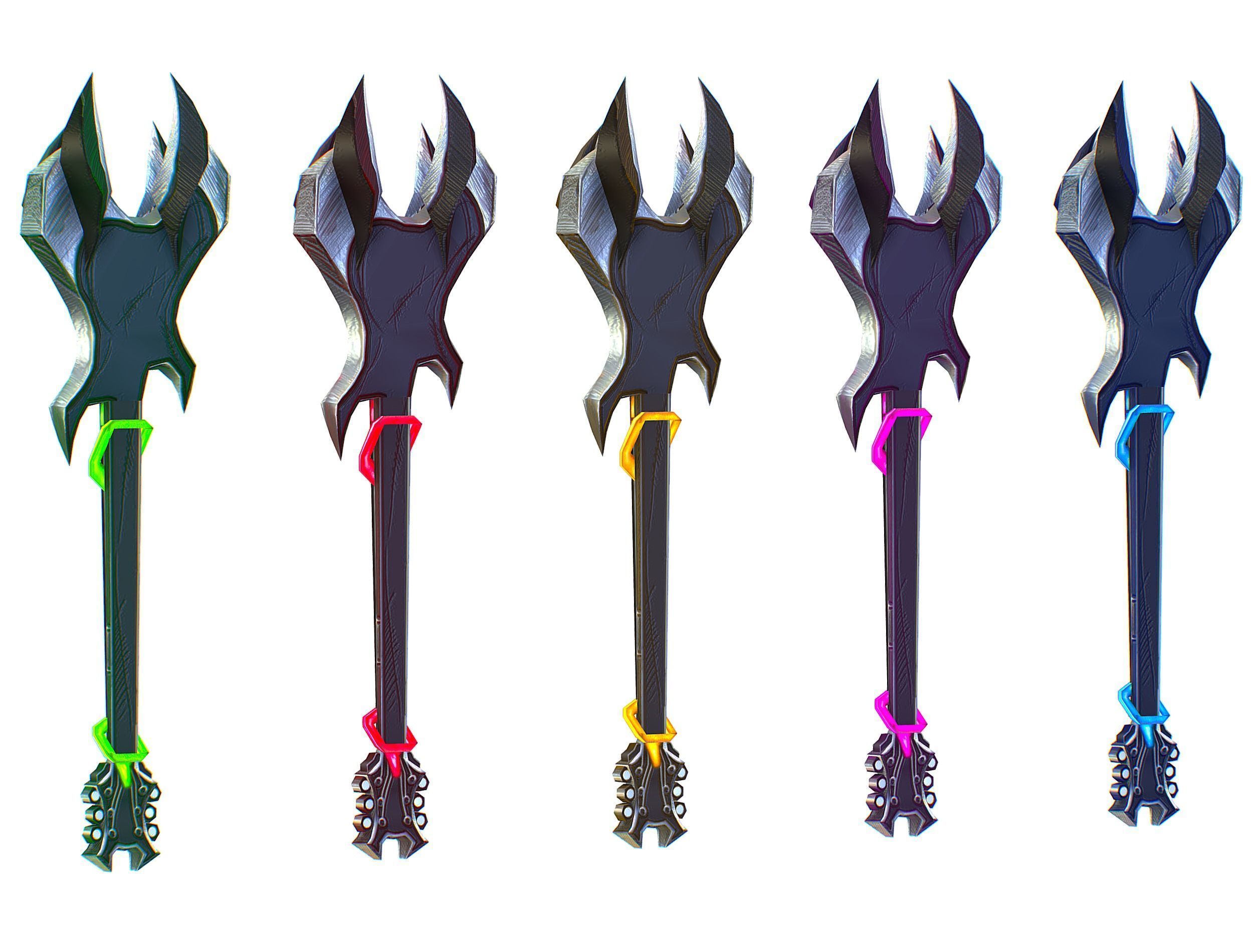 a set of cutting weapons Low-poly 3D model_9