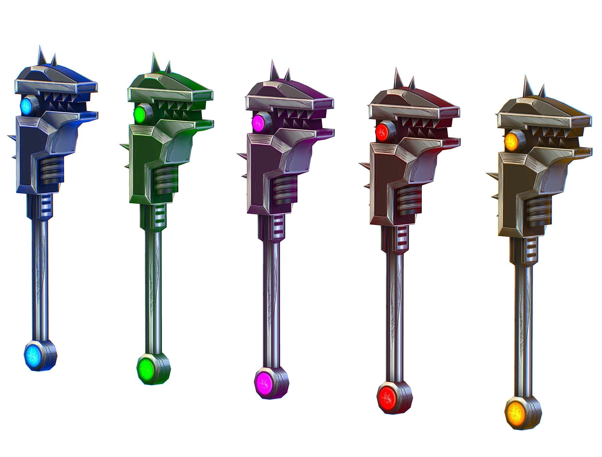 a set of cutting weapons Low-poly 3D model_2