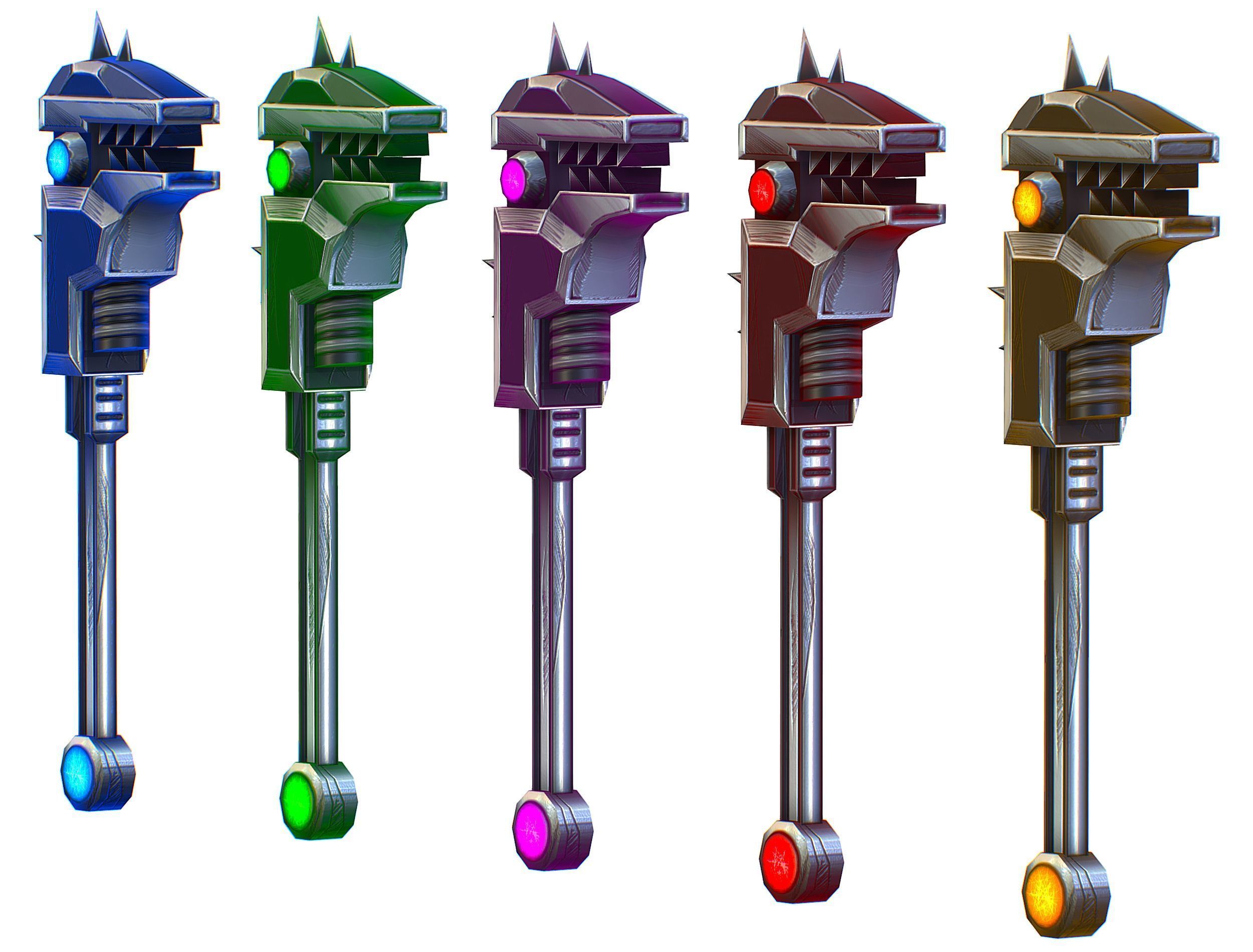 a set of cutting weapons Low-poly 3D model_3