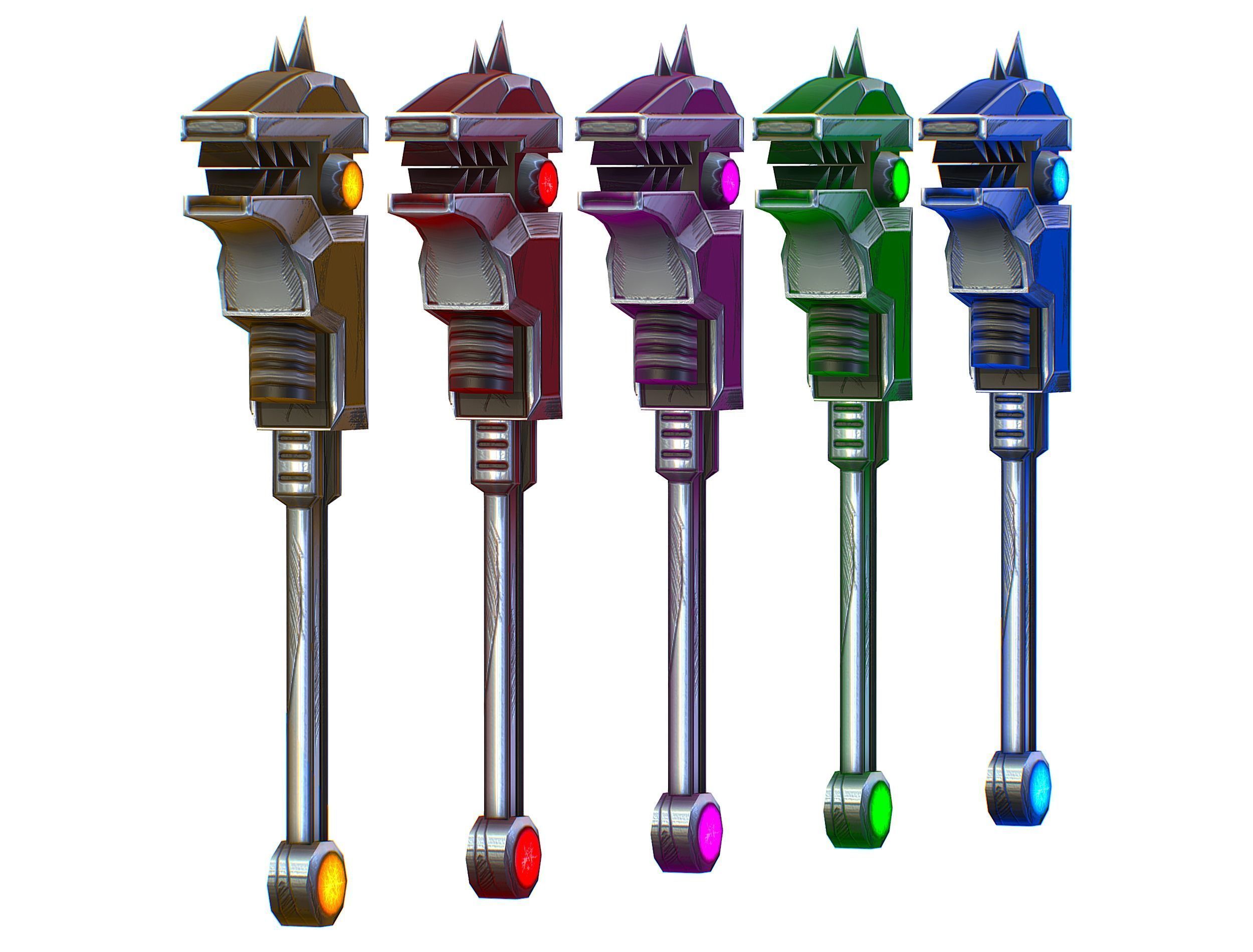 a set of cutting weapons Low-poly 3D model_9