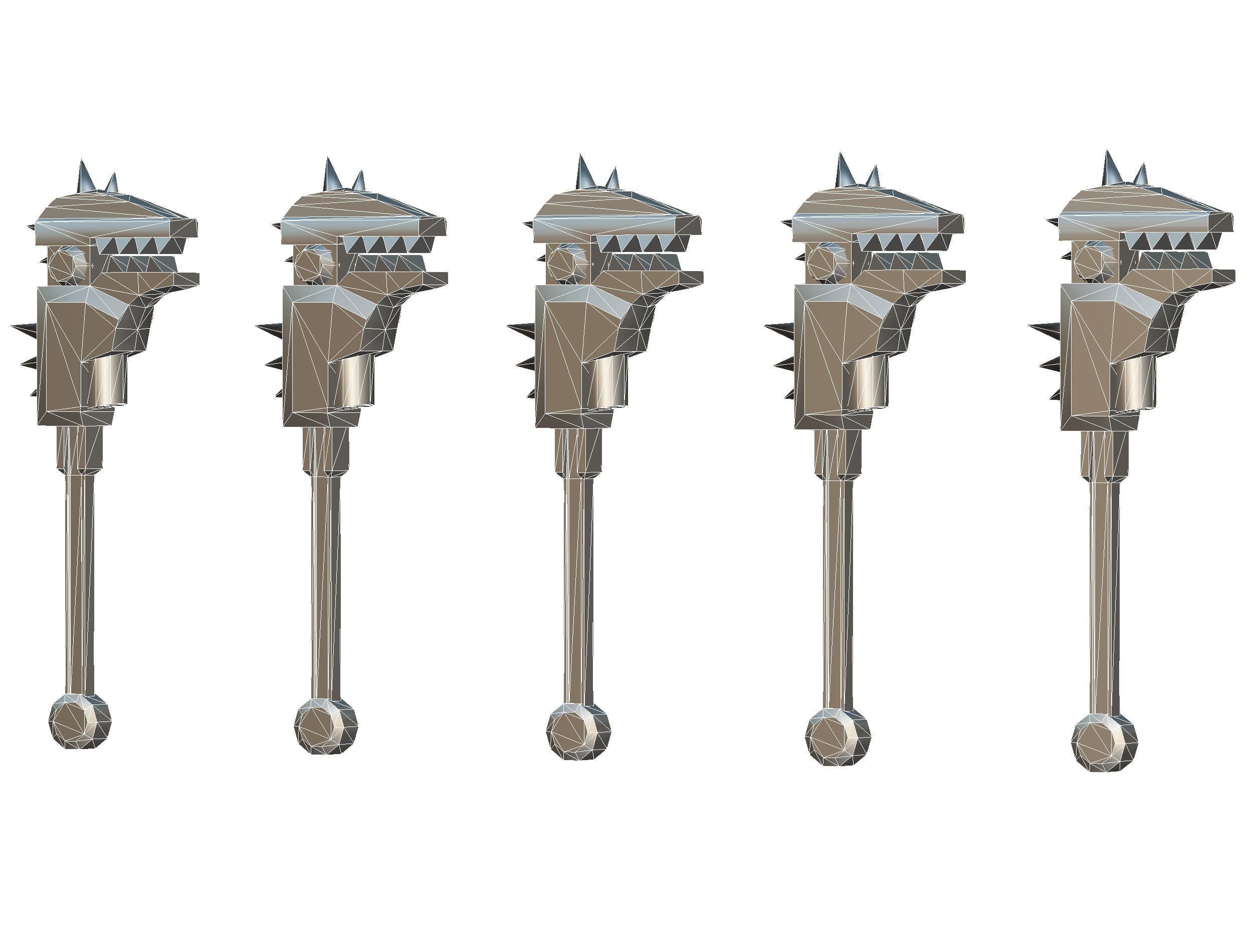 a set of cutting weapons Low-poly 3D model_20
