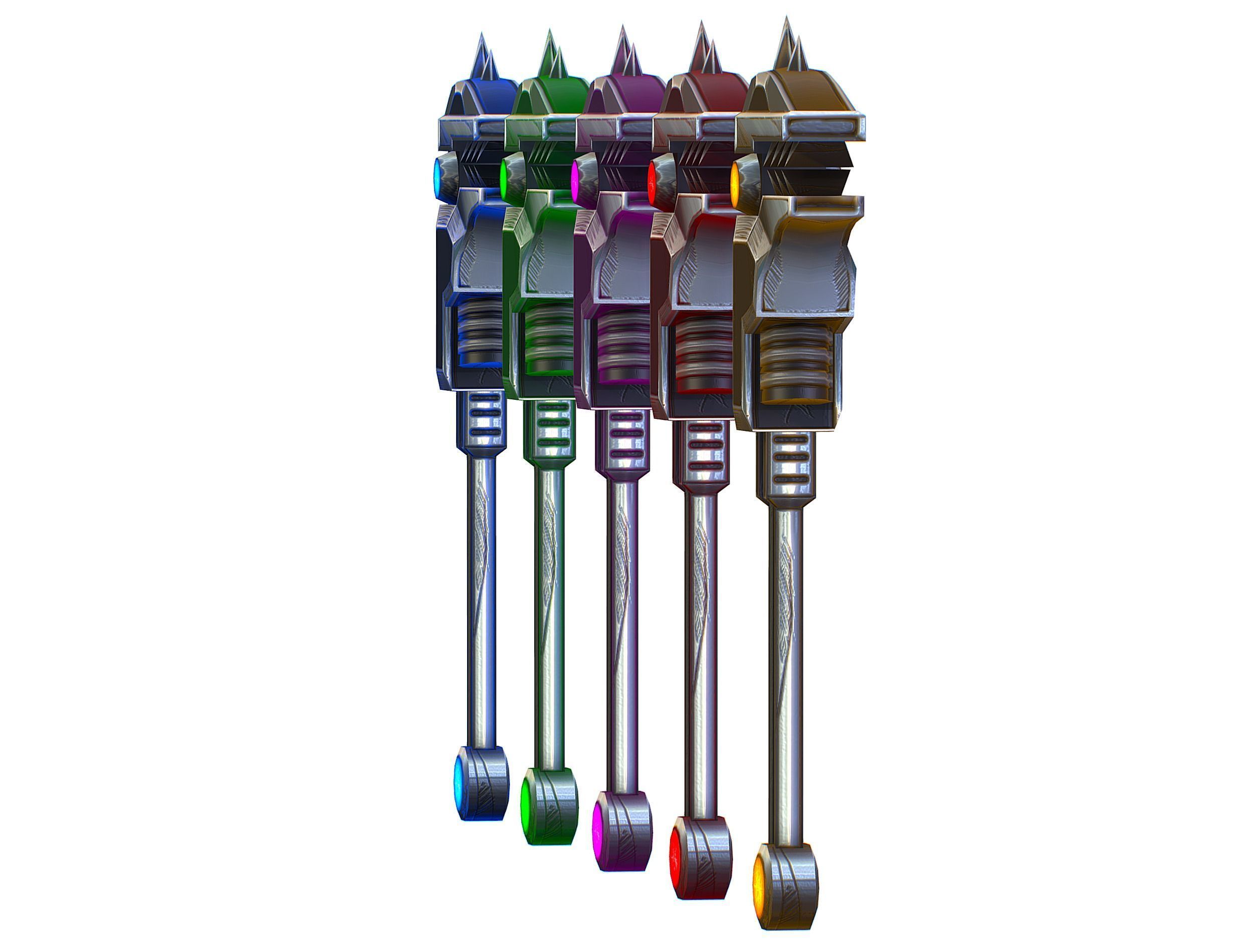 a set of cutting weapons Low-poly 3D model_5