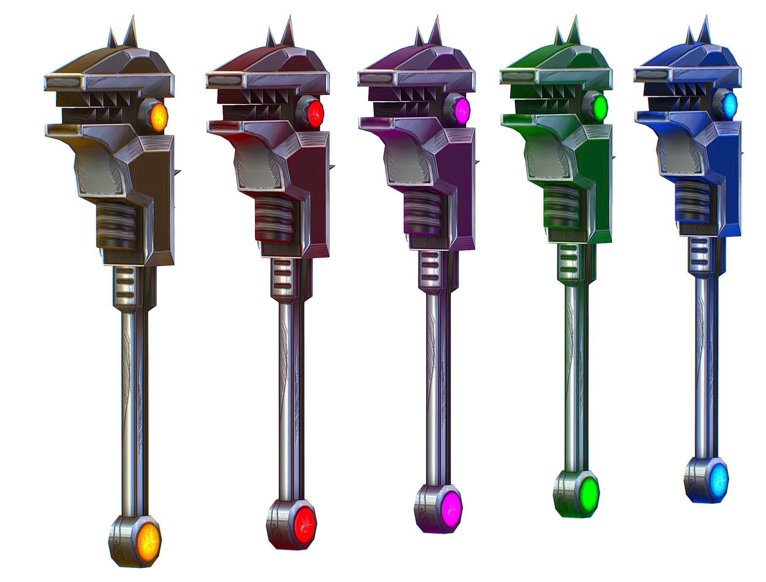 a set of cutting weapons Low-poly 3D model_10