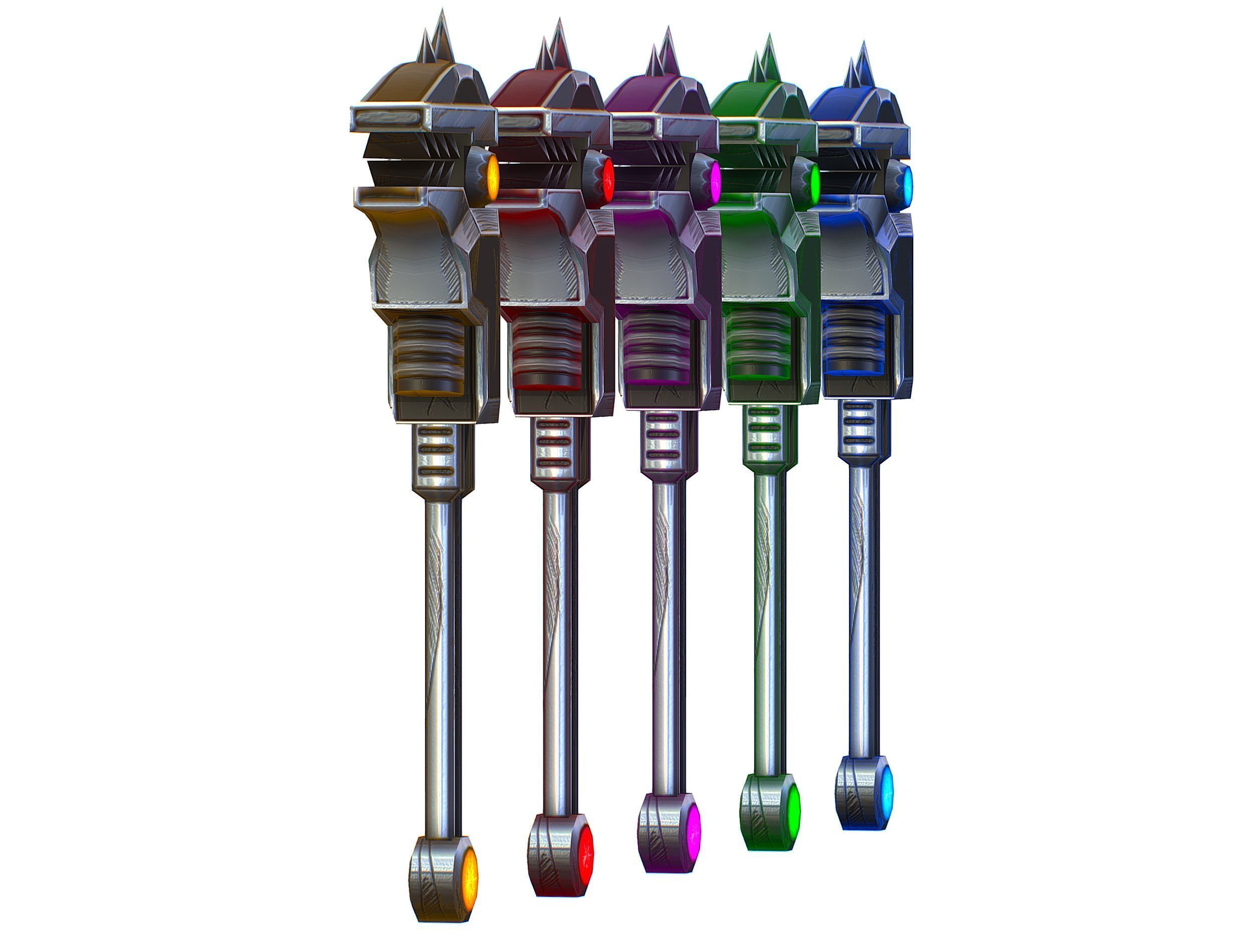 a set of cutting weapons Low-poly 3D model_8