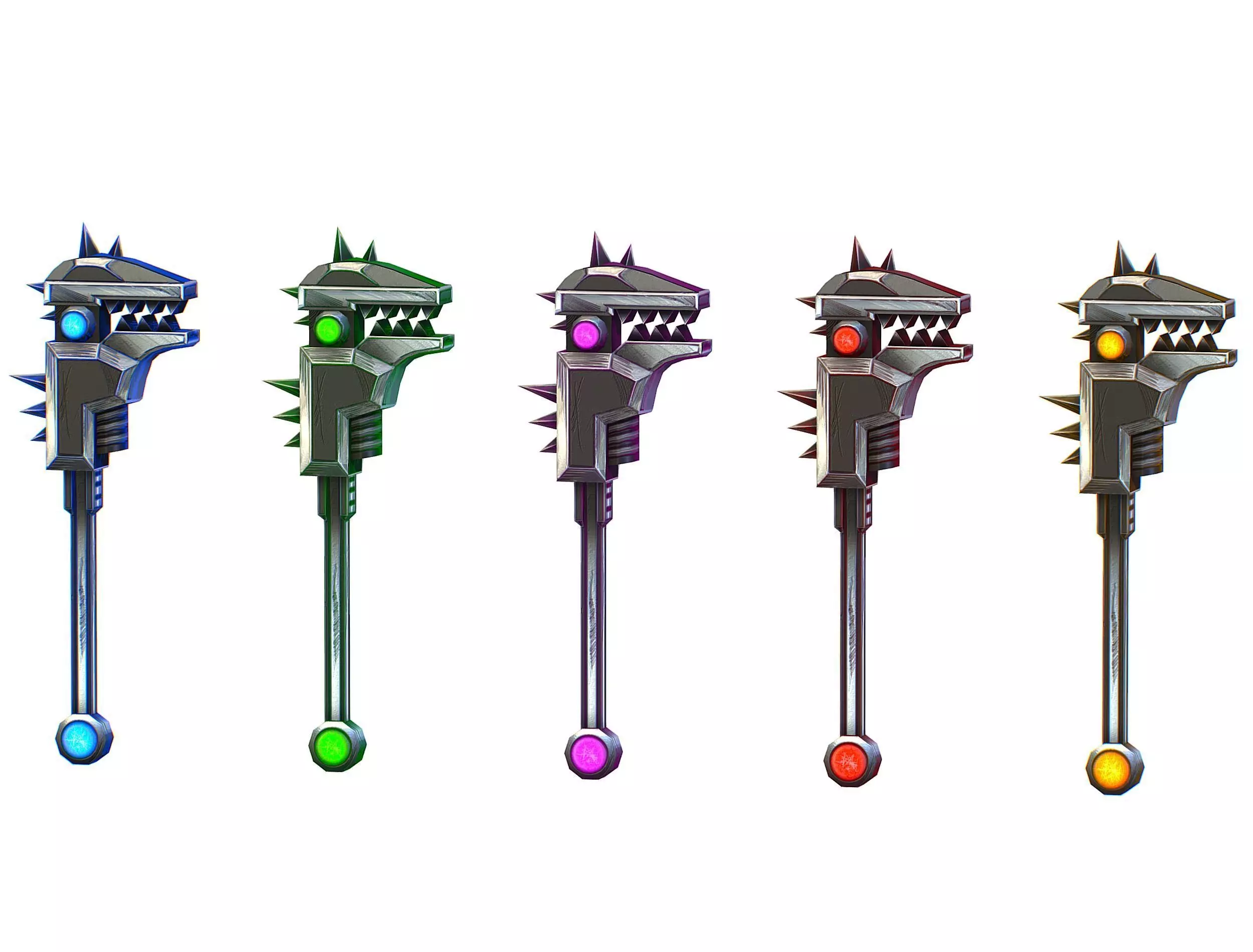 a set of cutting weapons Low-poly 3D model_0