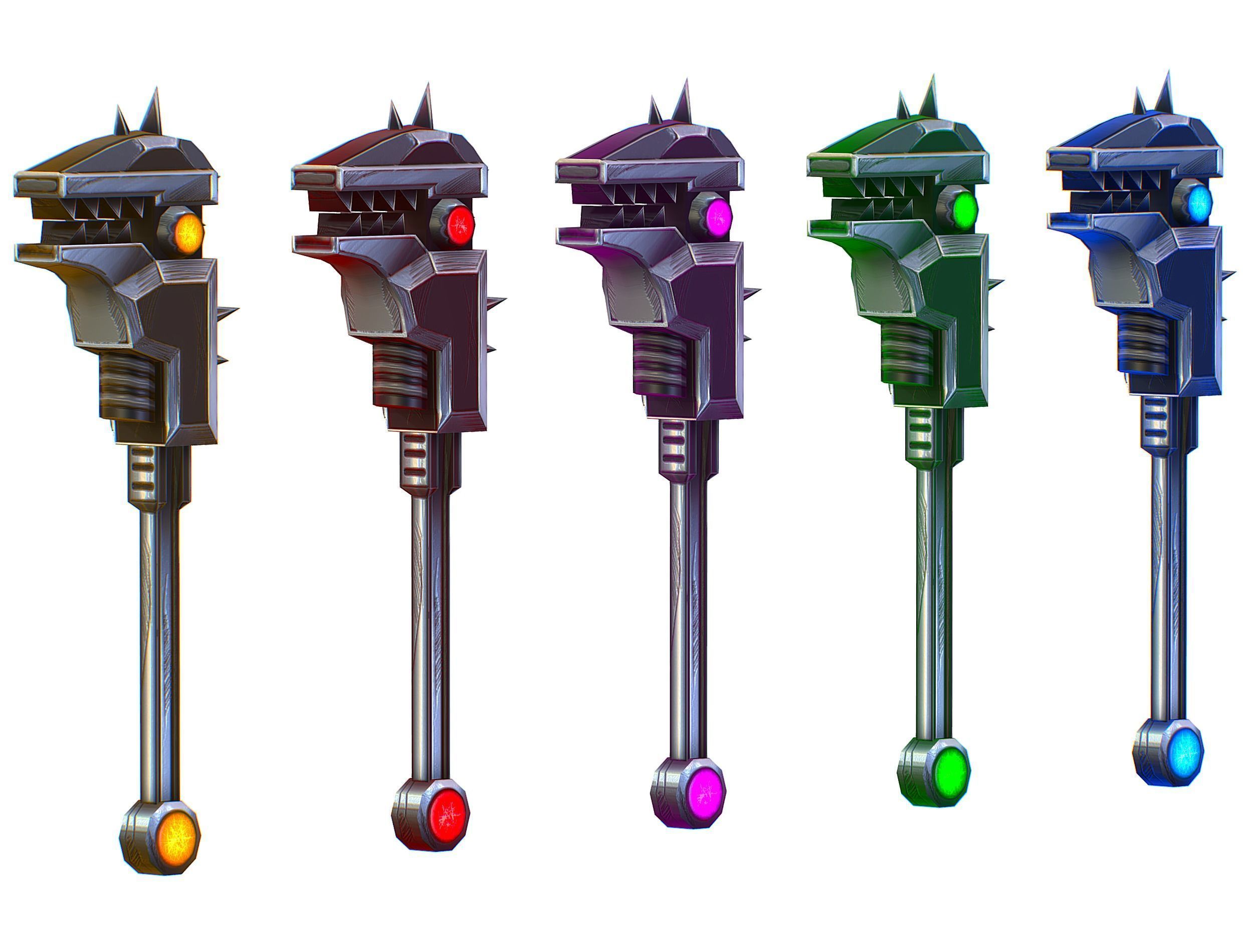 a set of cutting weapons Low-poly 3D model_11