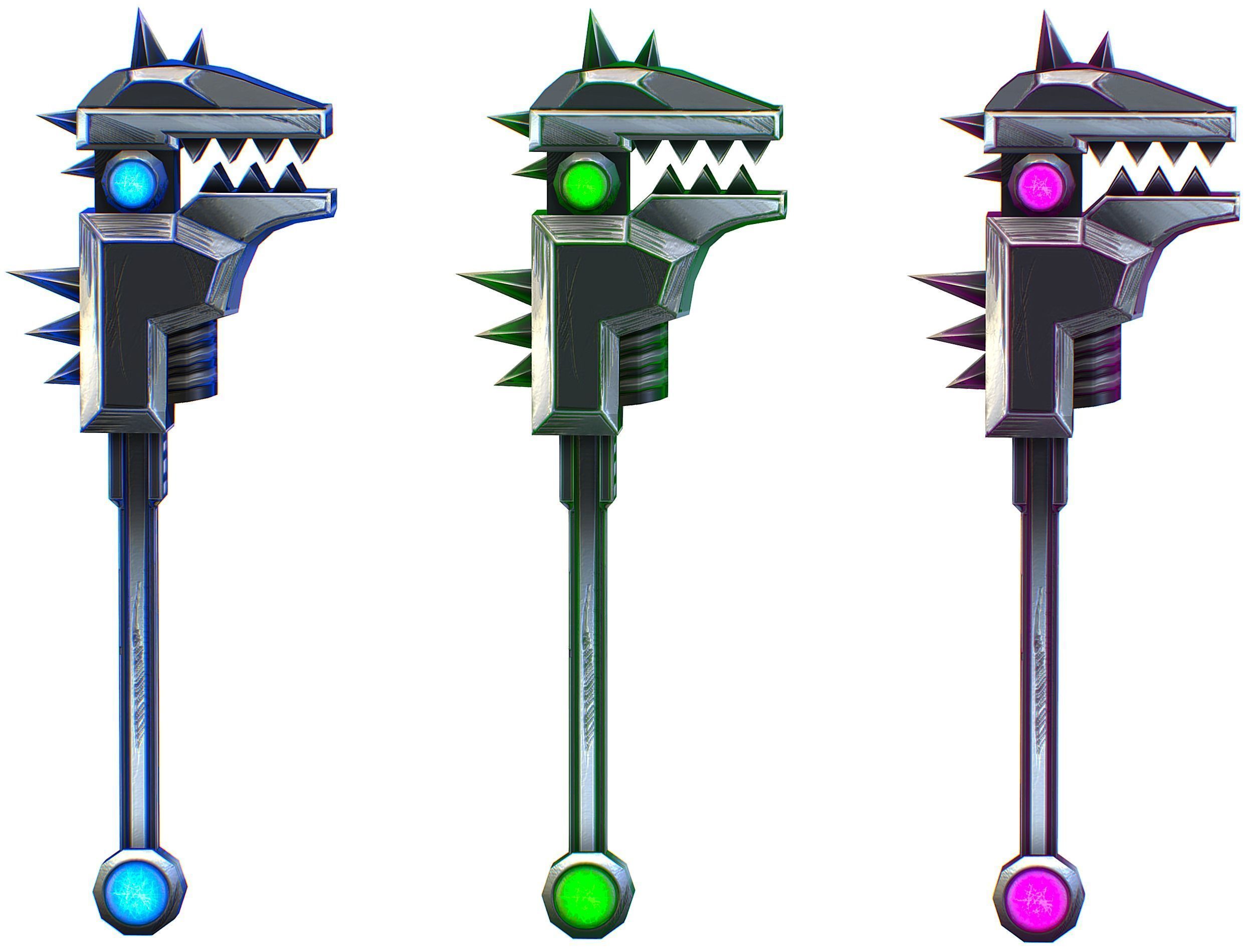 a set of cutting weapons Low-poly 3D model_14