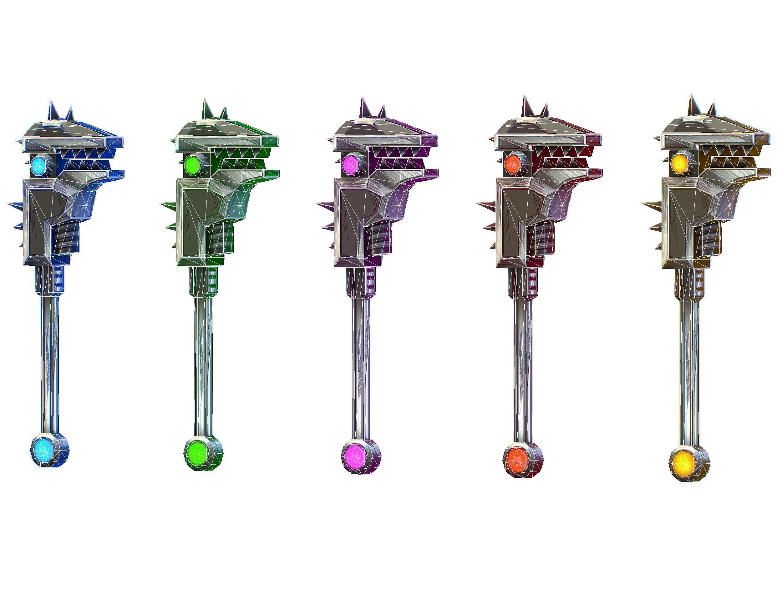 a set of cutting weapons Low-poly 3D model_19