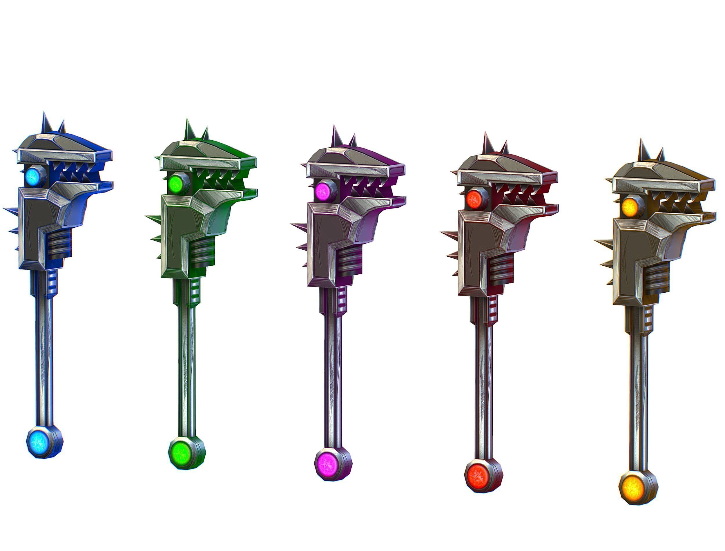 a set of cutting weapons Low-poly 3D model_1