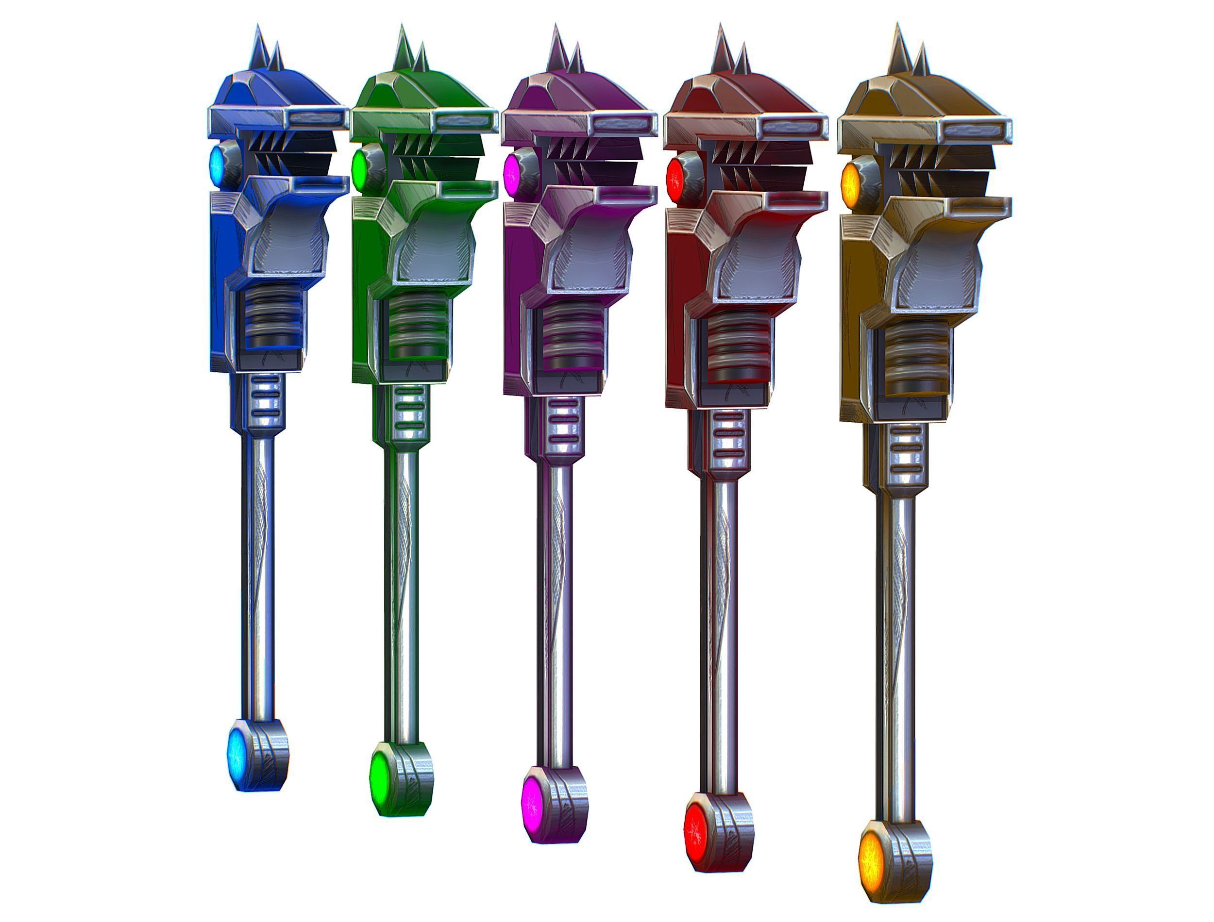 a set of cutting weapons Low-poly 3D model_4