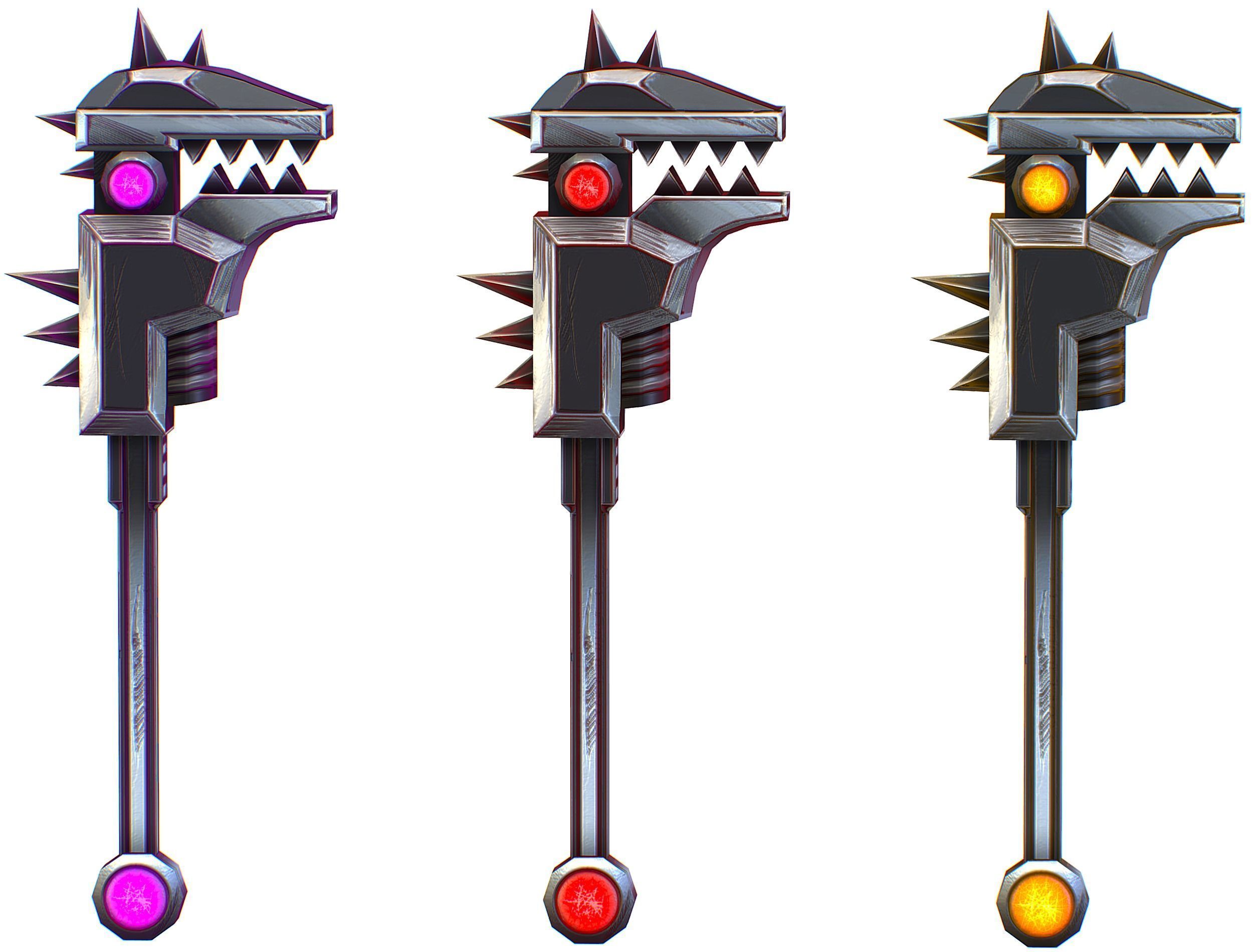 a set of cutting weapons Low-poly 3D model_15