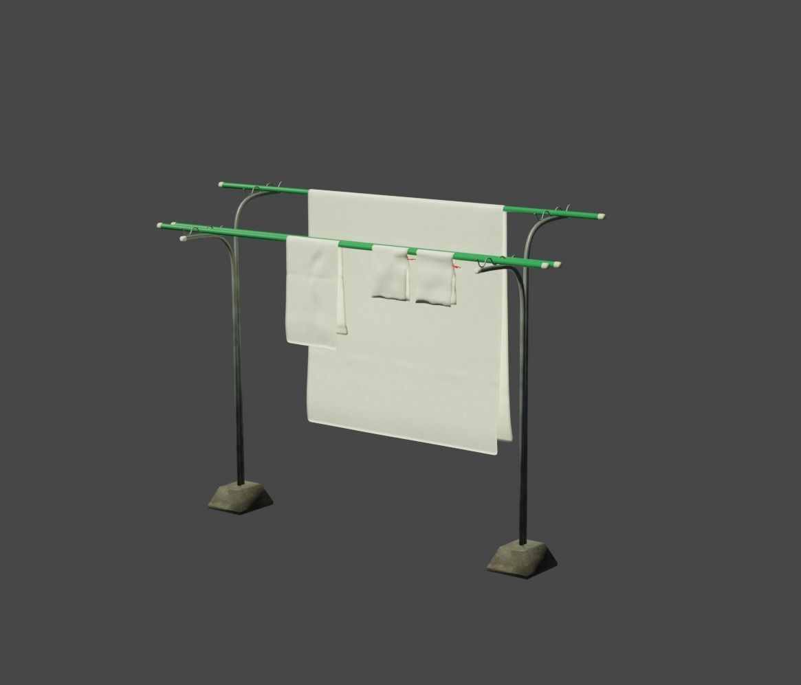 Japanese Drying Rack 3D model_1