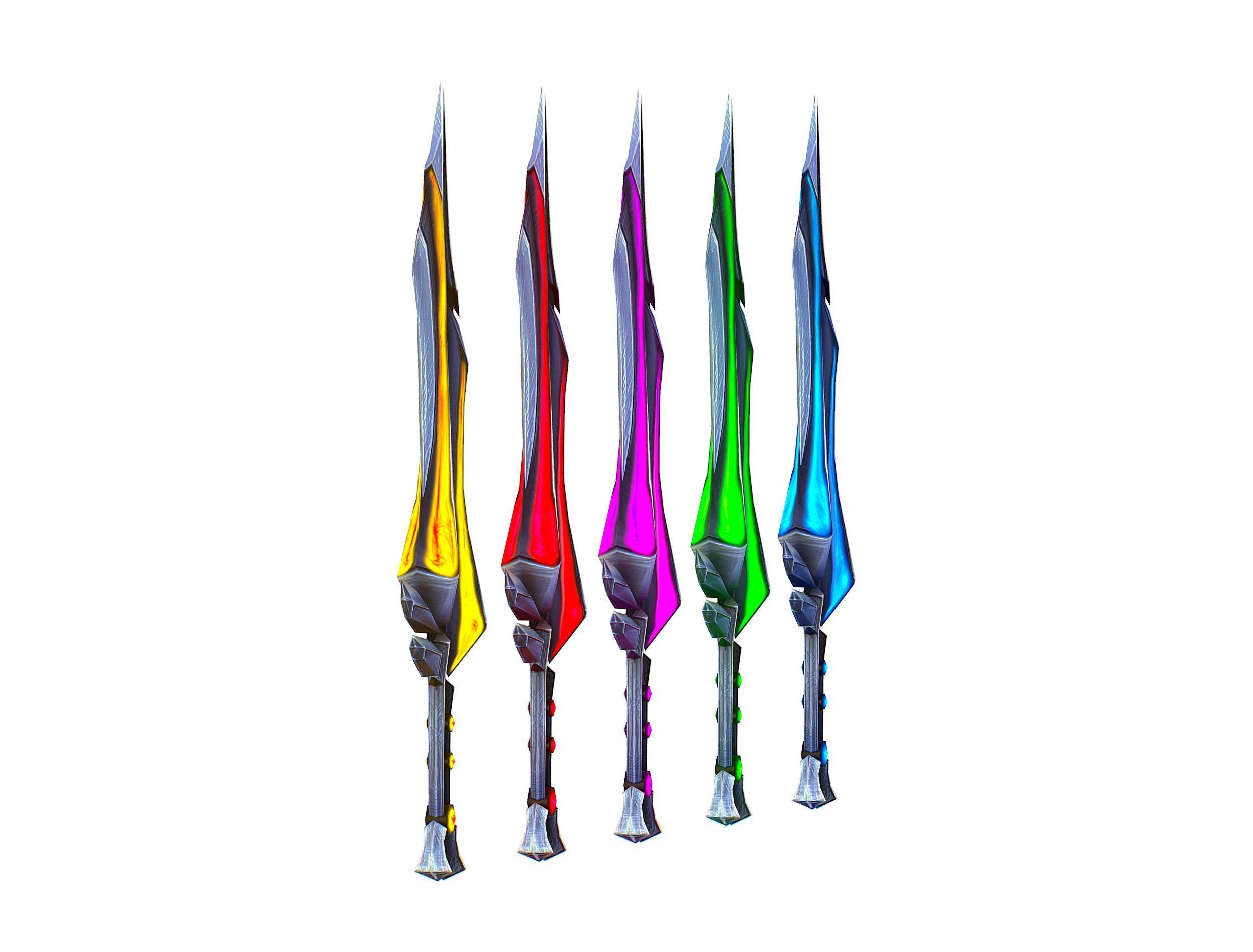 a set of cutting weapons Low-poly 3D model_7