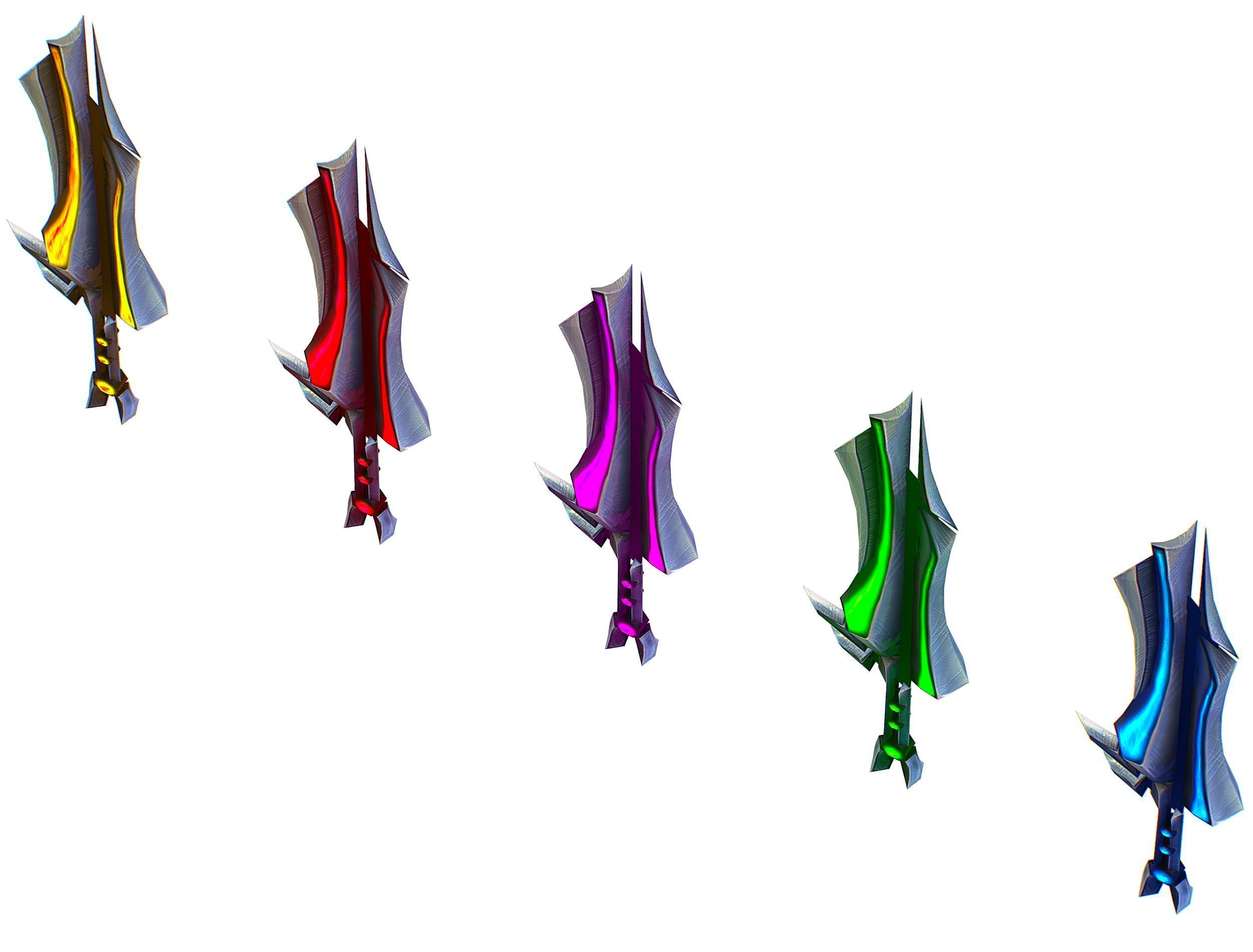 a set of cutting weapons Low-poly 3D model_11