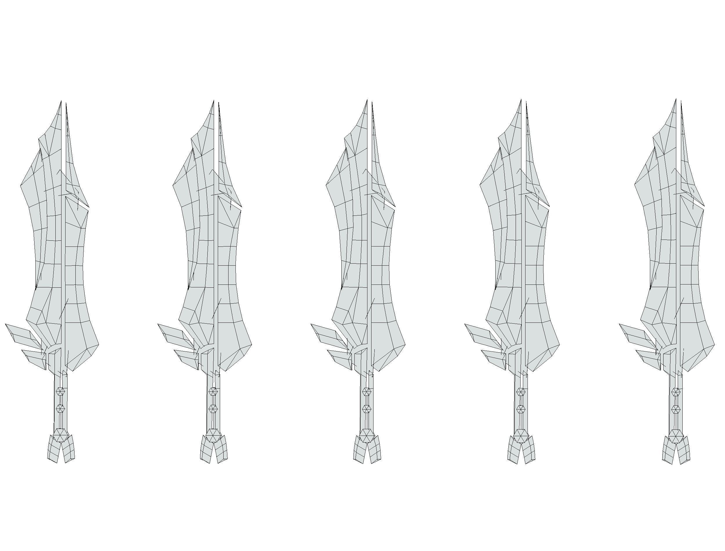 a set of cutting weapons Low-poly 3D model_22