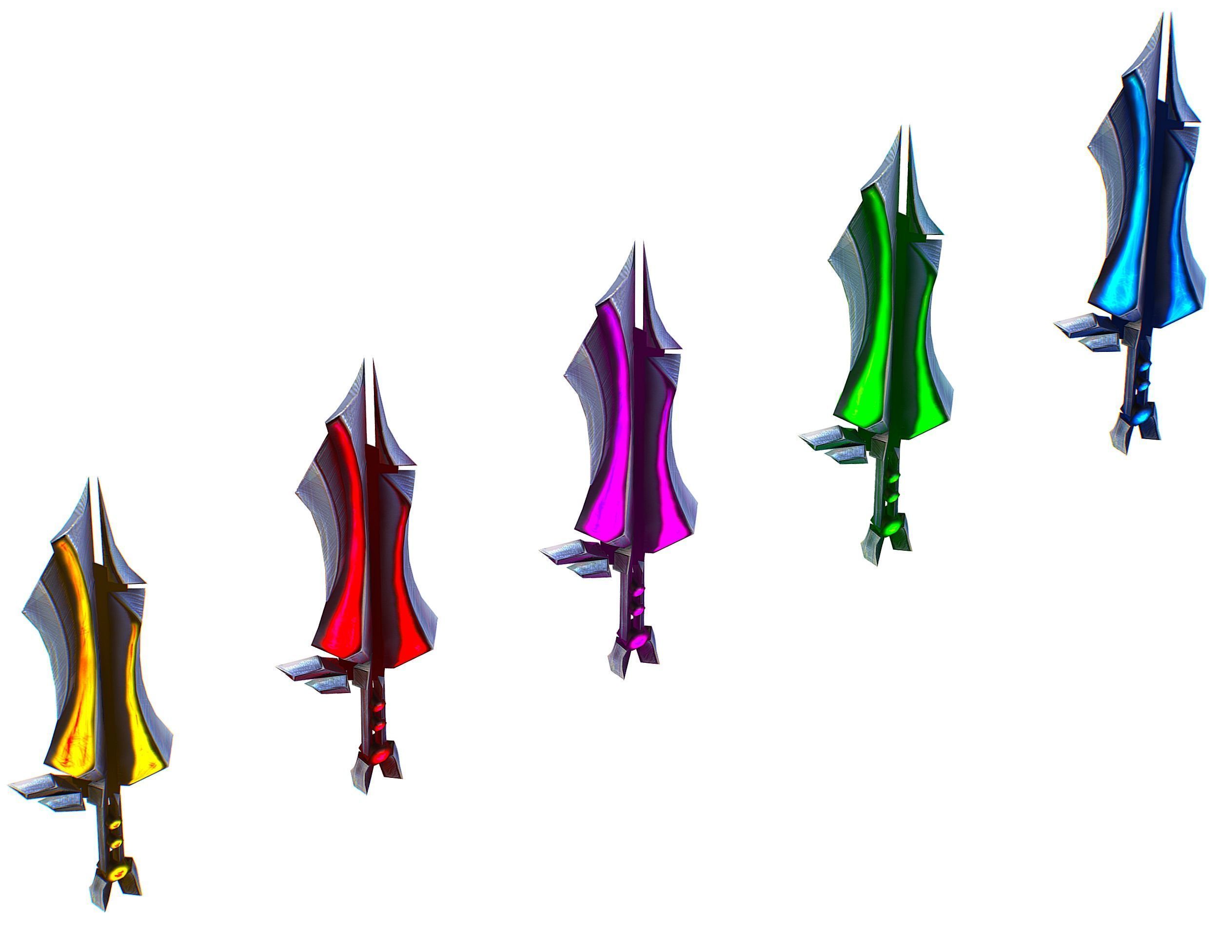 a set of cutting weapons Low-poly 3D model_10