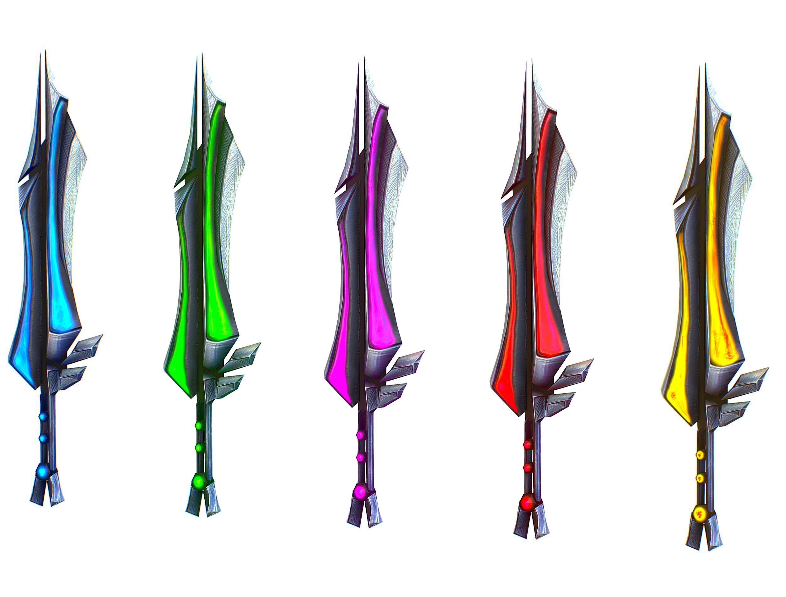 a set of cutting weapons Low-poly 3D model_1