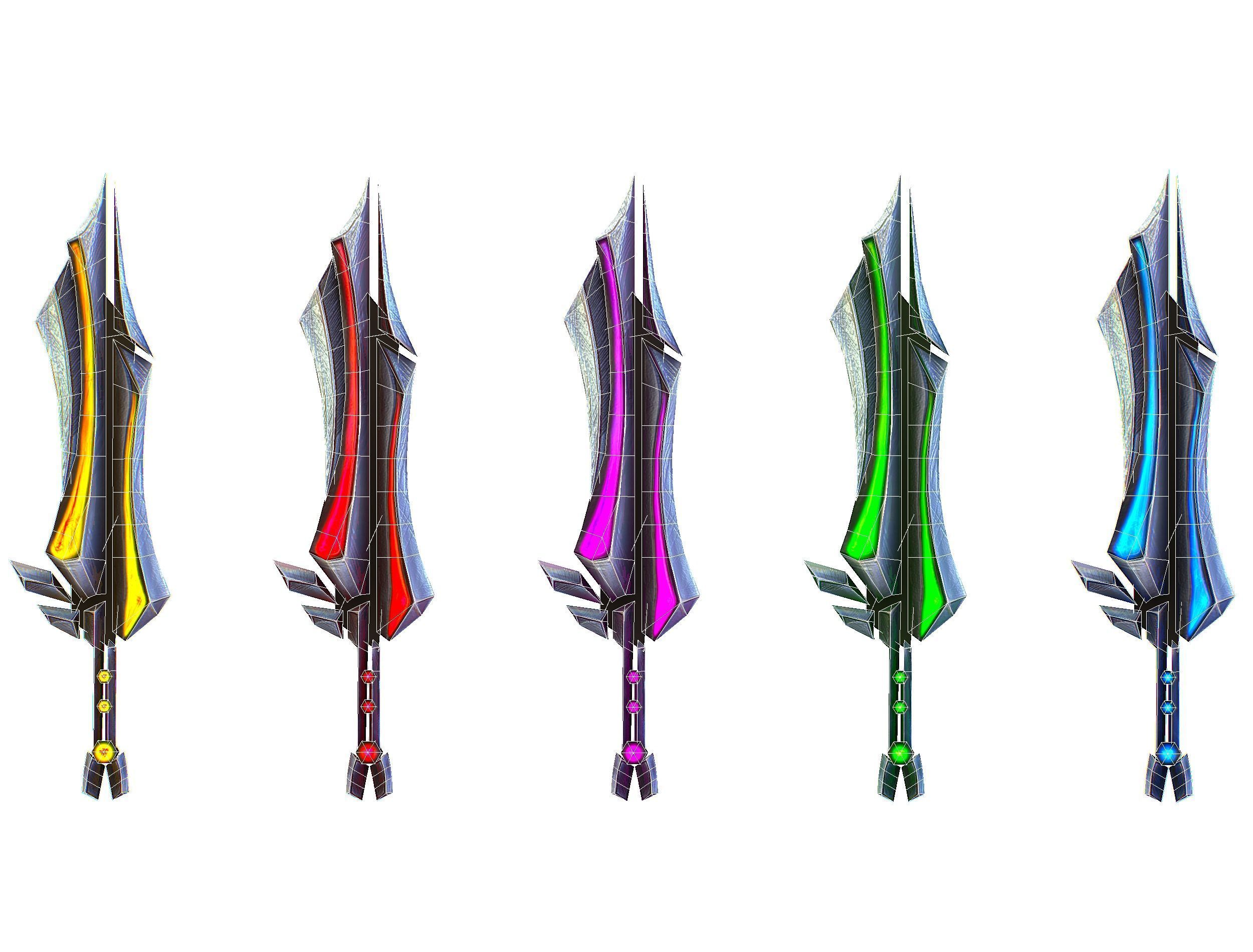 a set of cutting weapons Low-poly 3D model_19