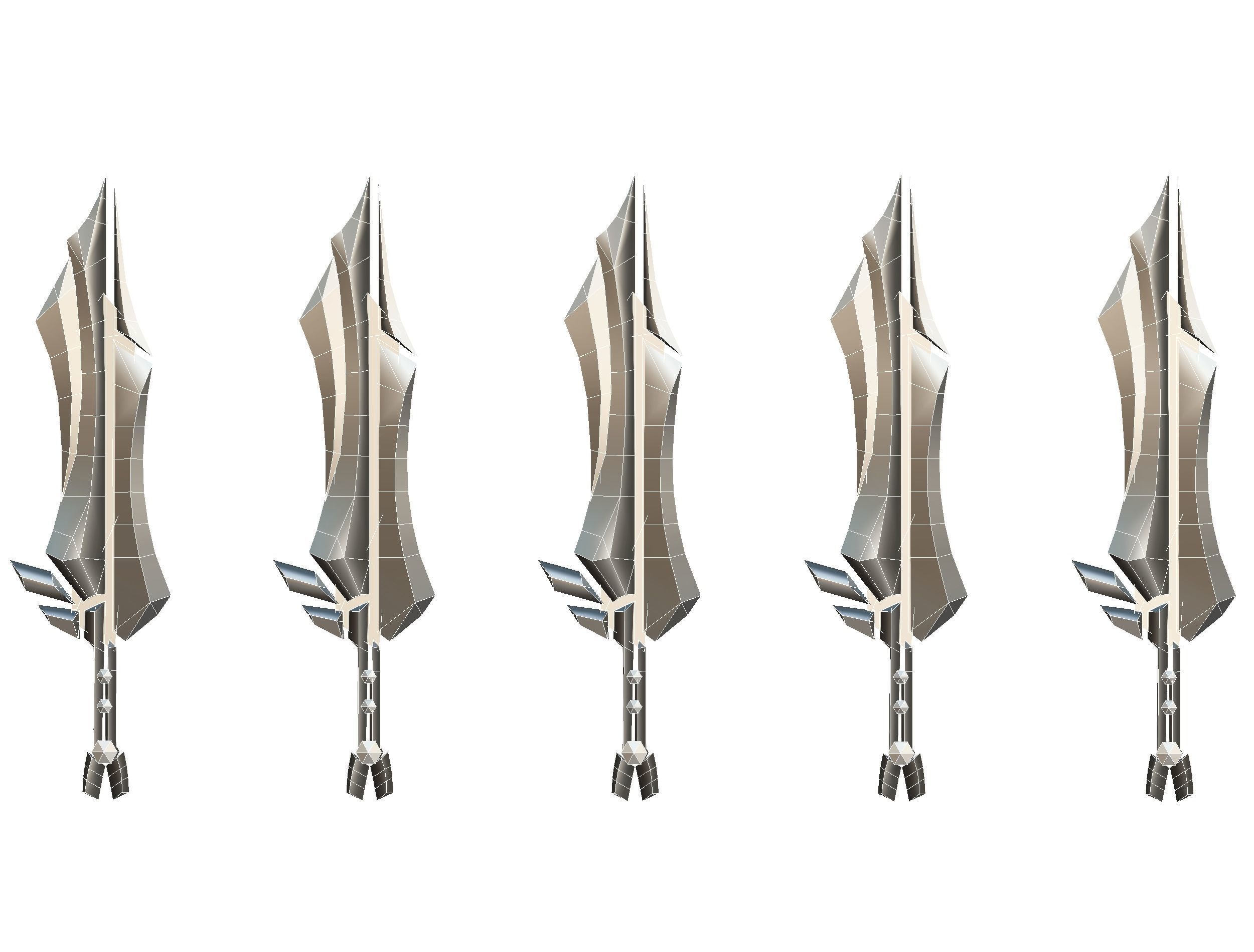 a set of cutting weapons Low-poly 3D model_20