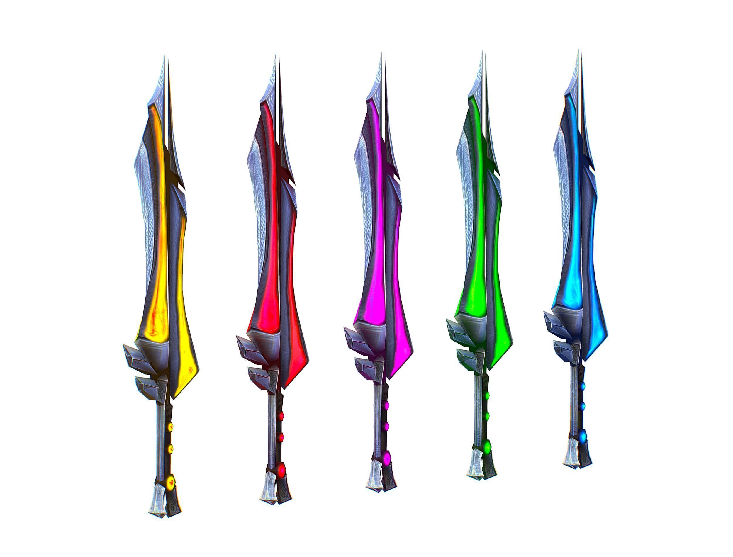 a set of cutting weapons Low-poly 3D model_8