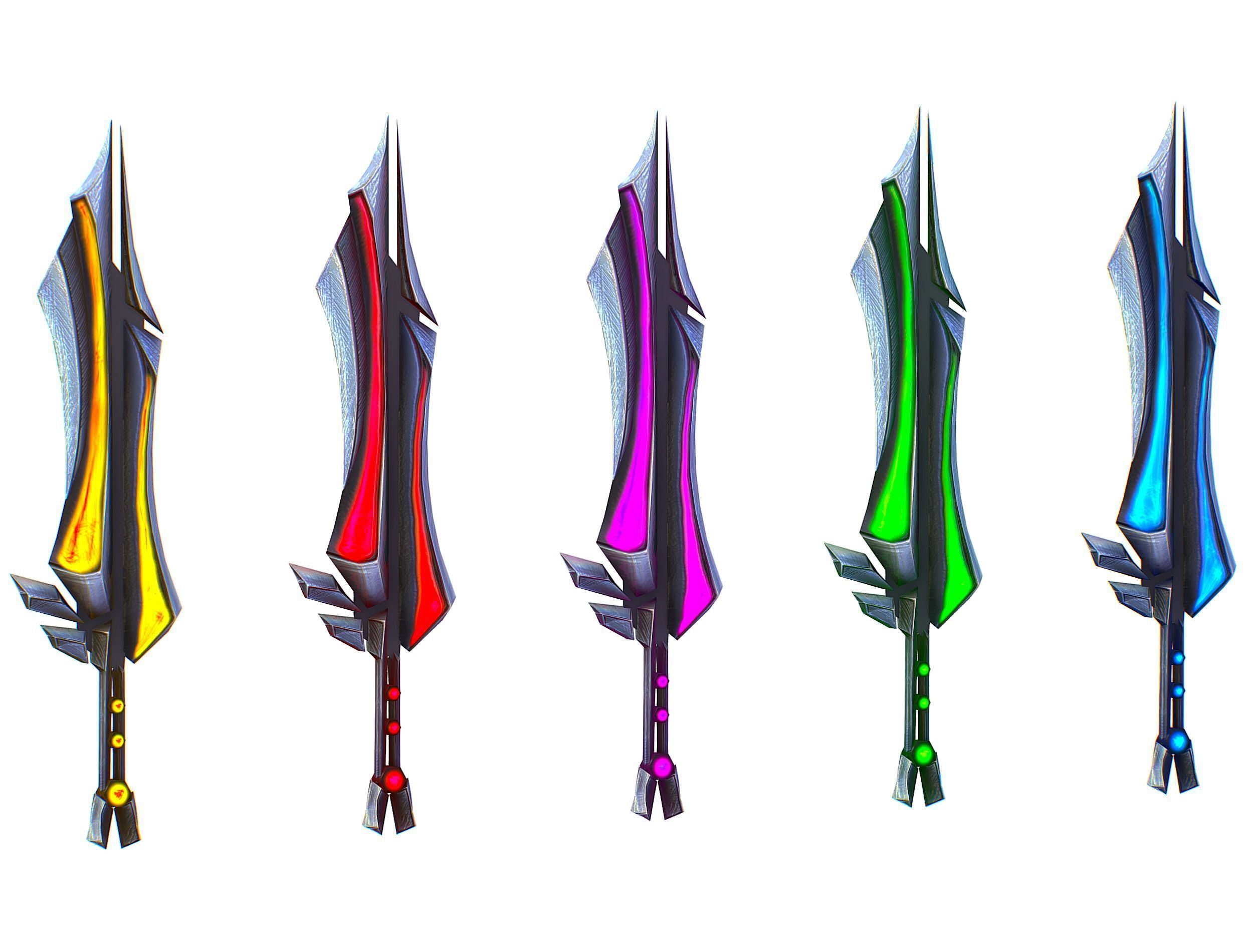 a set of cutting weapons Low-poly 3D model_9