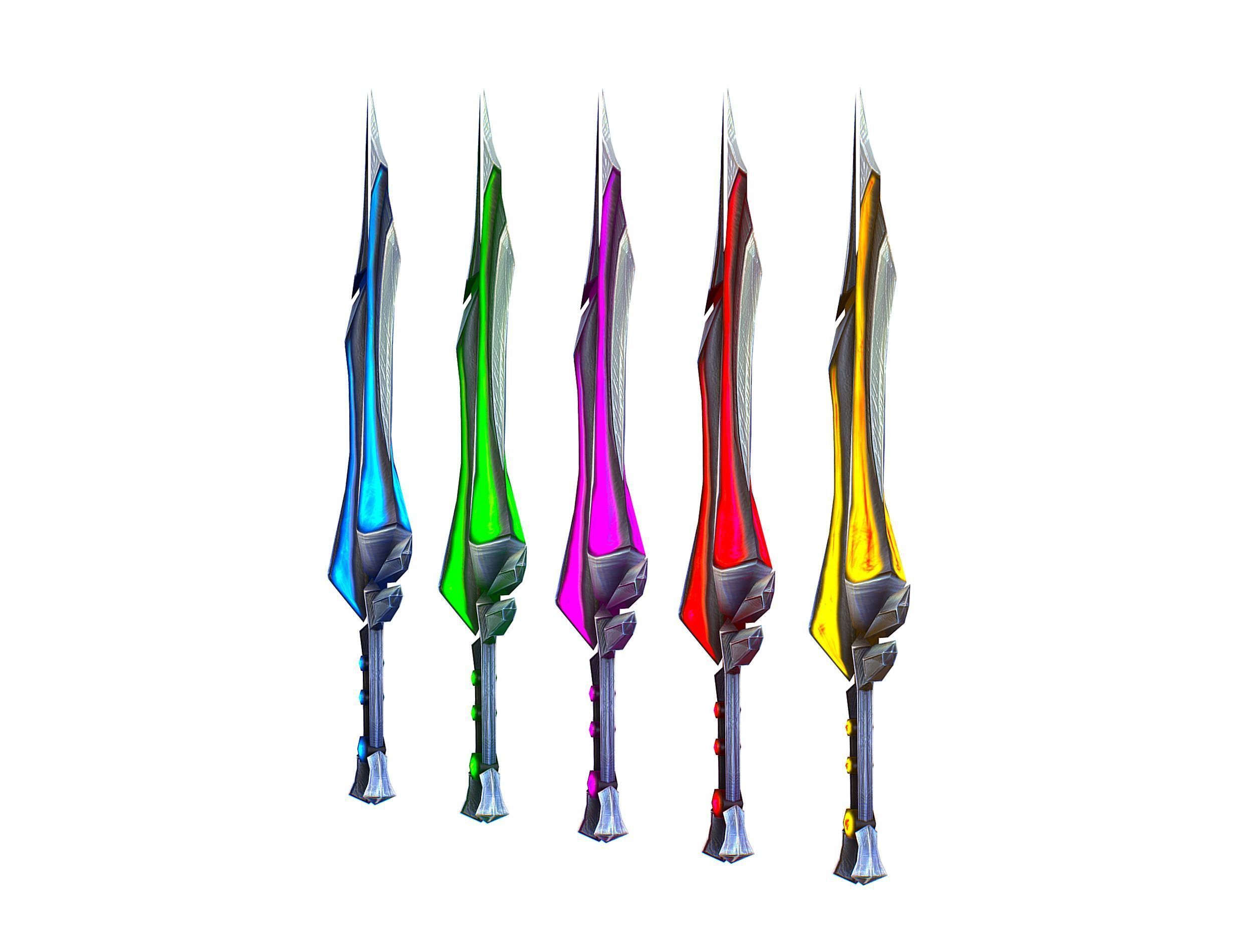 a set of cutting weapons Low-poly 3D model_3