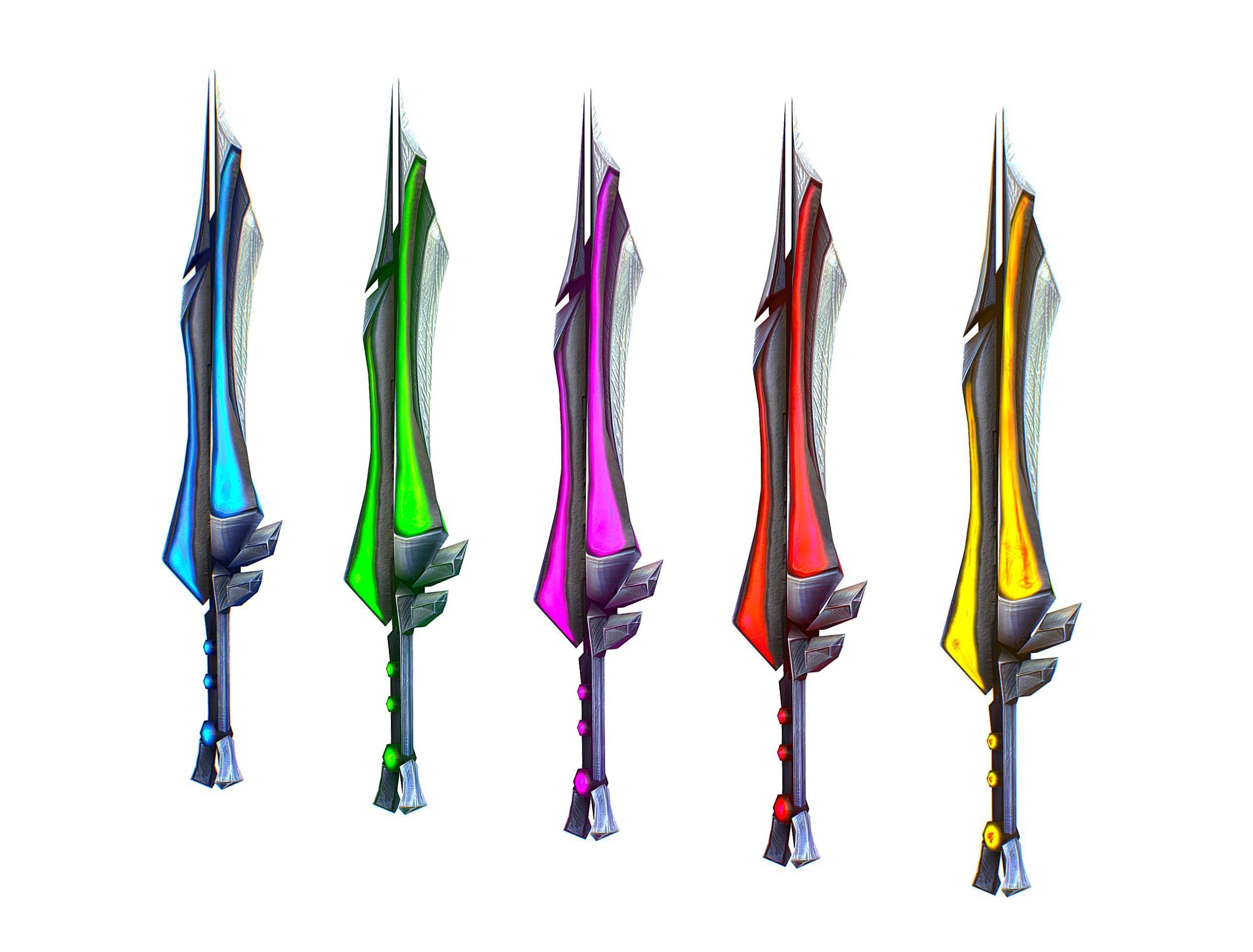 a set of cutting weapons Low-poly 3D model_2
