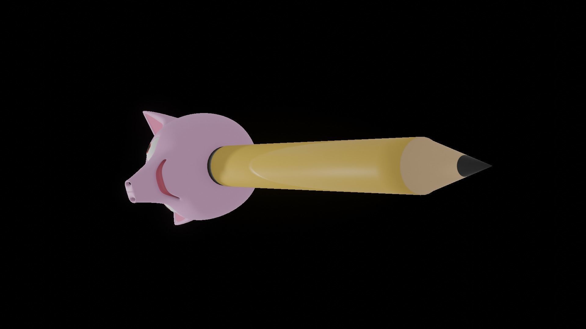 Kawaii pig pencil Low-poly 3D model_4
