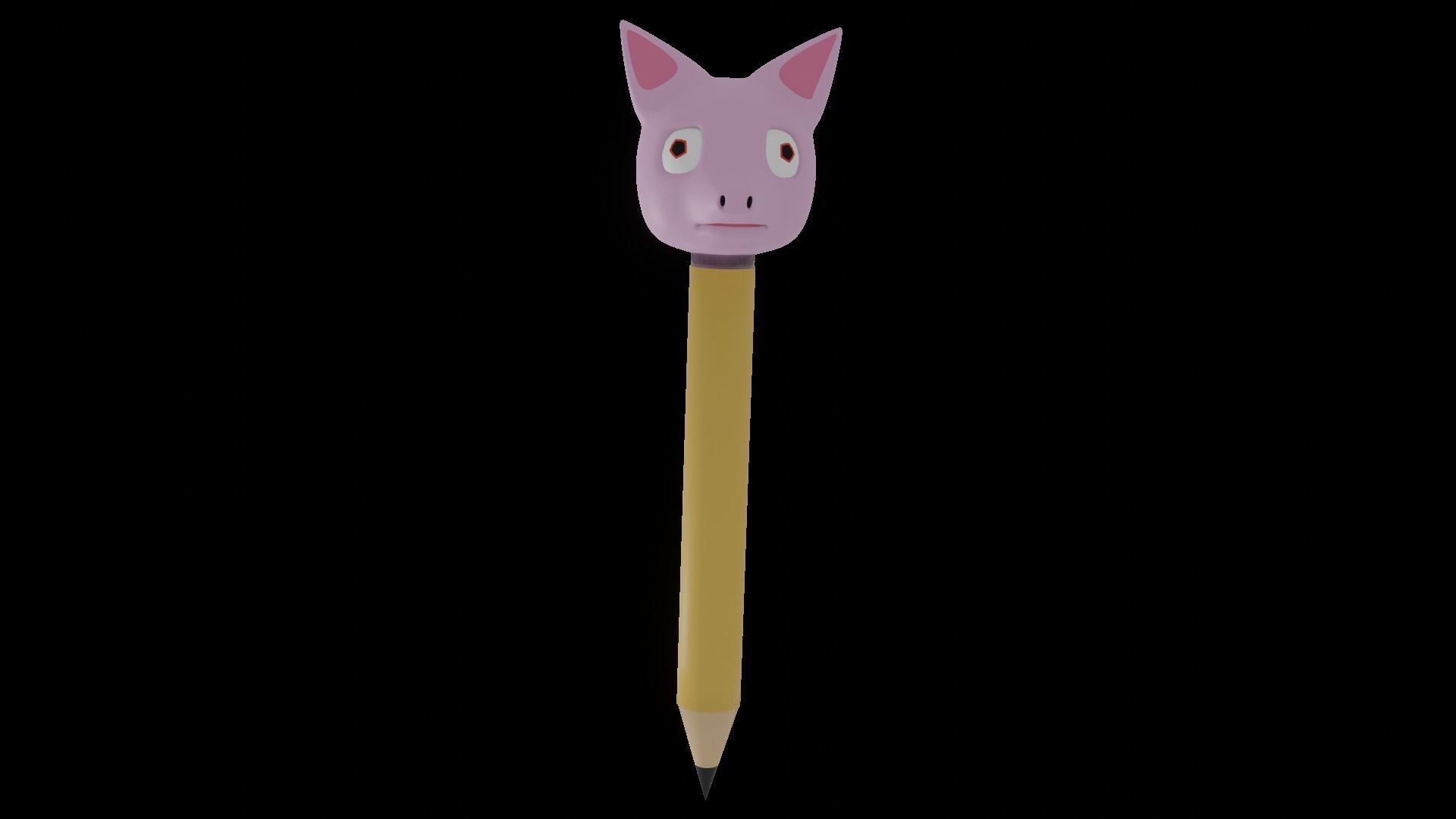 Kawaii pig pencil Low-poly 3D model_1