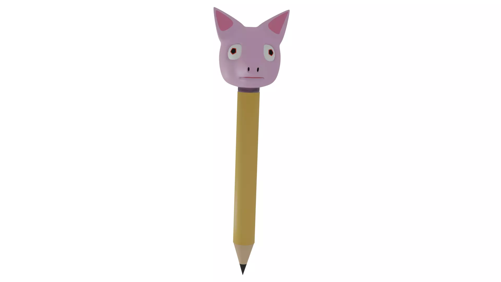 Kawaii pig pencil Low-poly 3D model_0