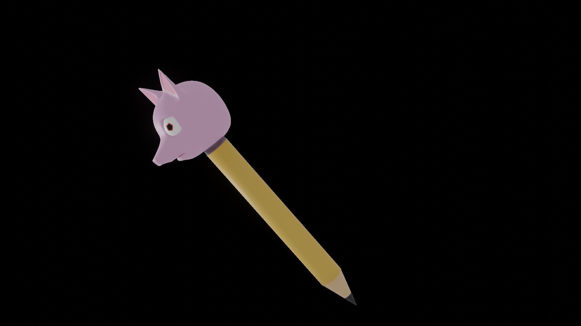 Kawaii pig pencil Low-poly 3D model_3