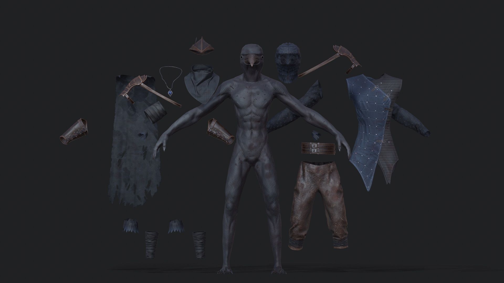 Raven - Modular Character Low-poly 3D model_9