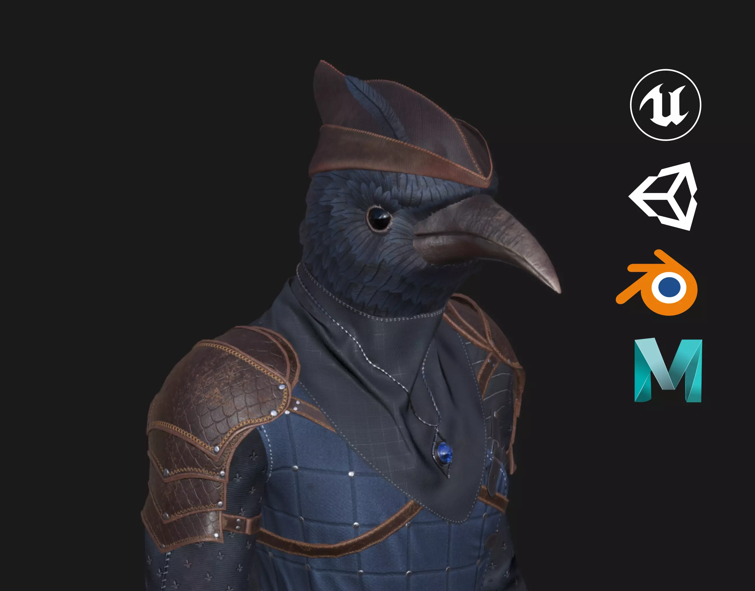 Raven - Modular Character Low-poly 3D model_0