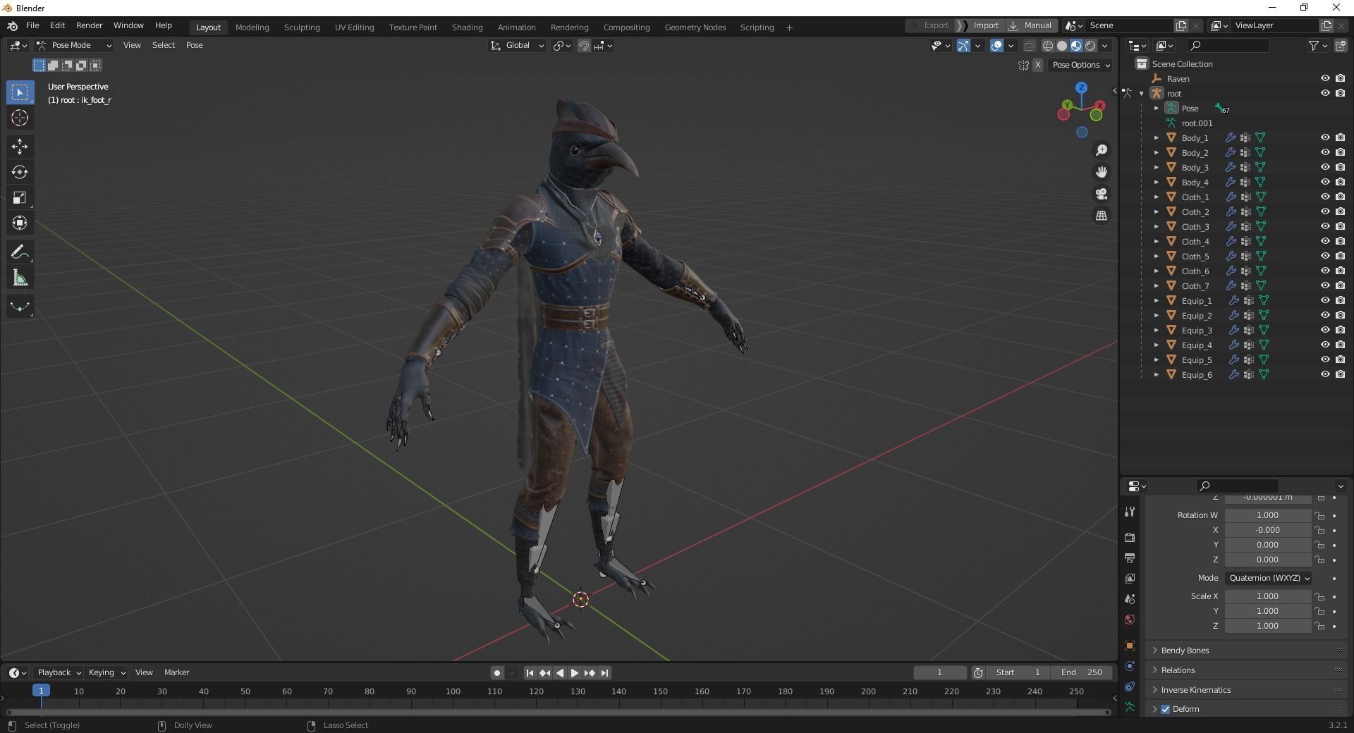Raven - Modular Character Low-poly 3D model_13