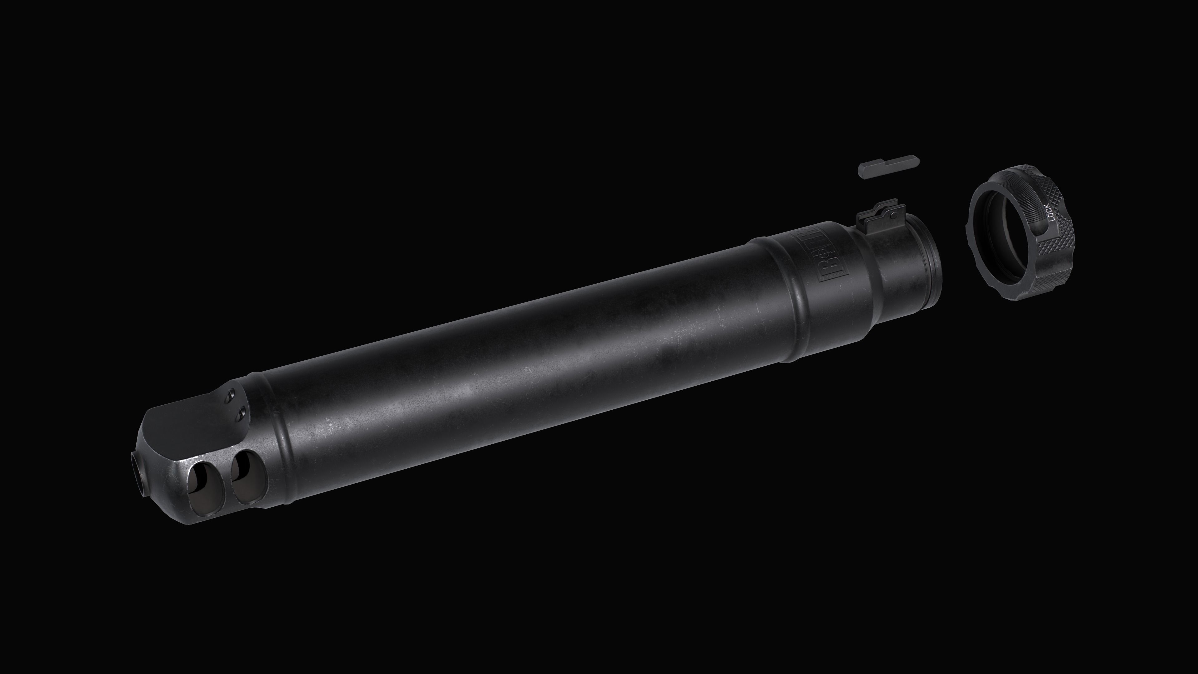 Barrett QDL Suppressor by M107A1 Low-poly 3D model_12