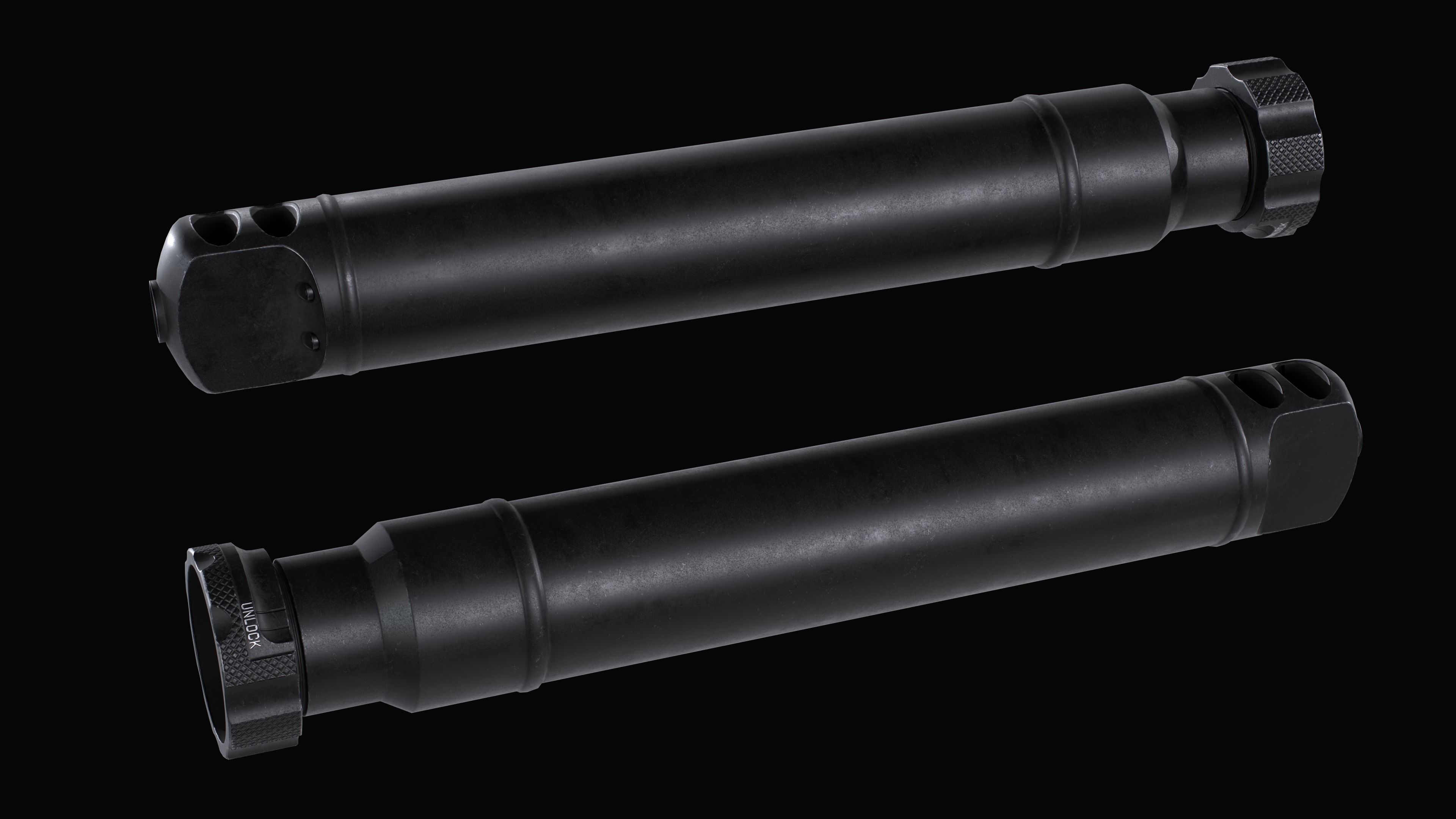 Barrett QDL Suppressor by M107A1 Low-poly 3D model_4