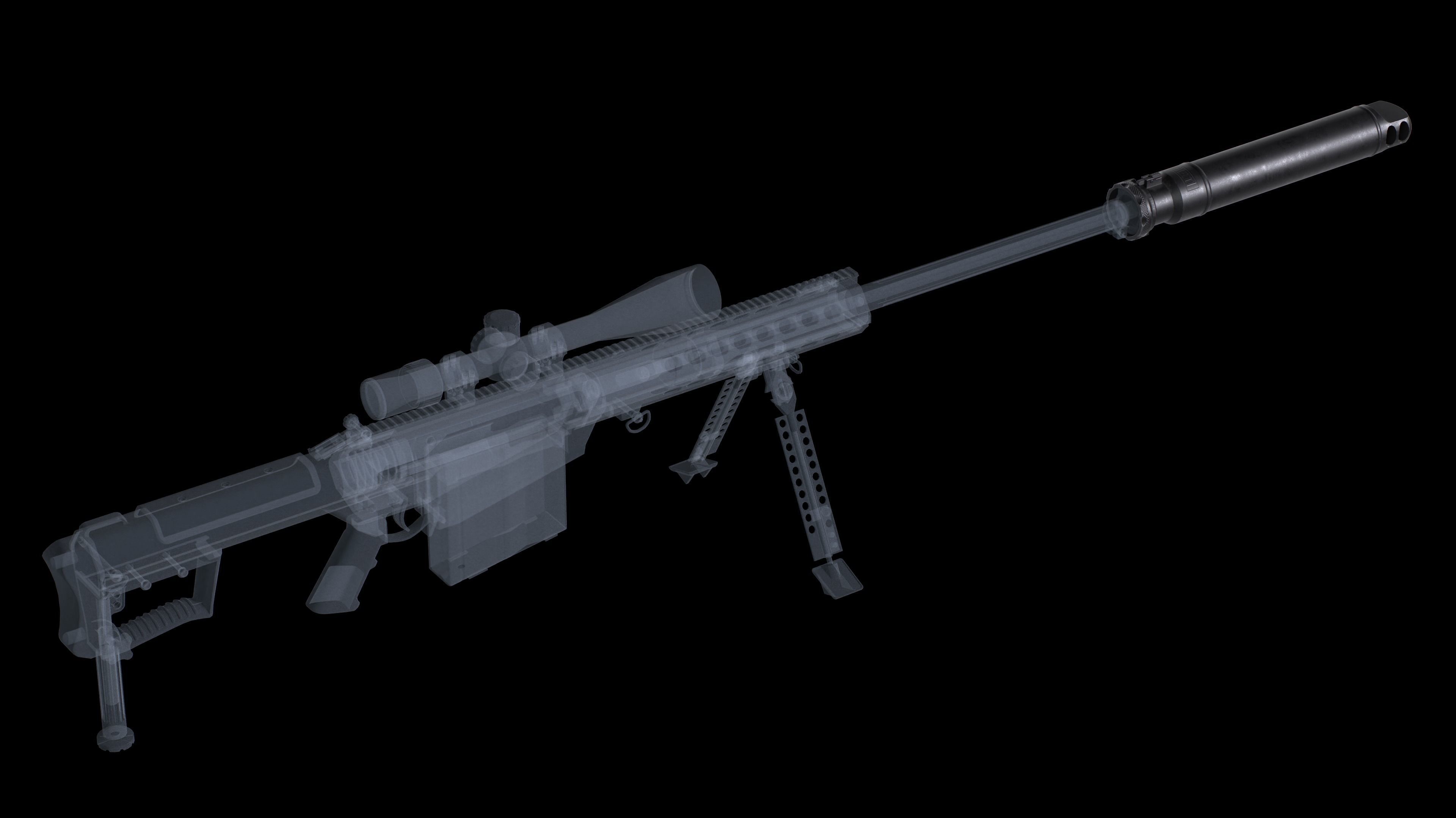 Barrett QDL Suppressor by M107A1 Low-poly 3D model_2