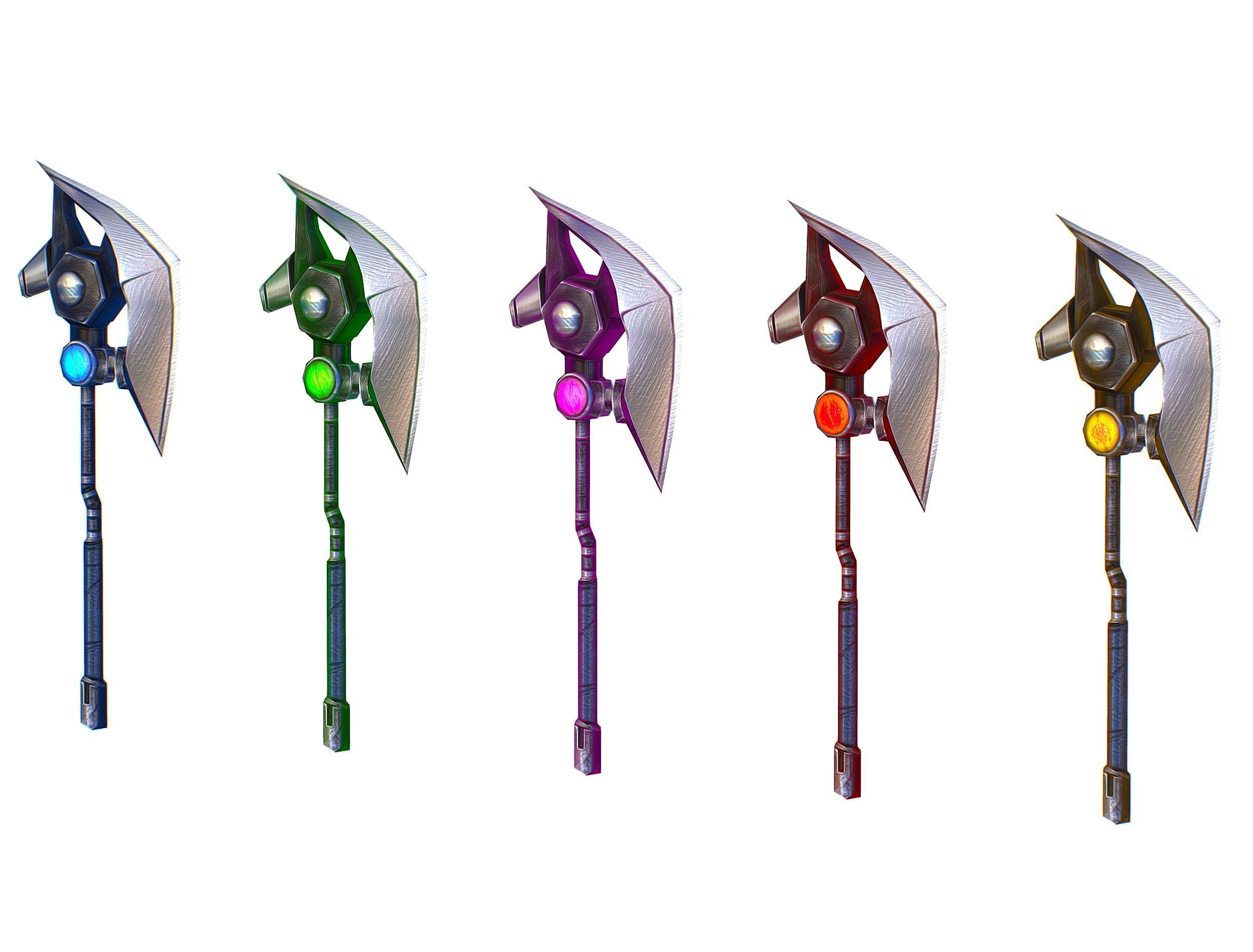 a set of cutting weapons Low-poly 3D model_1