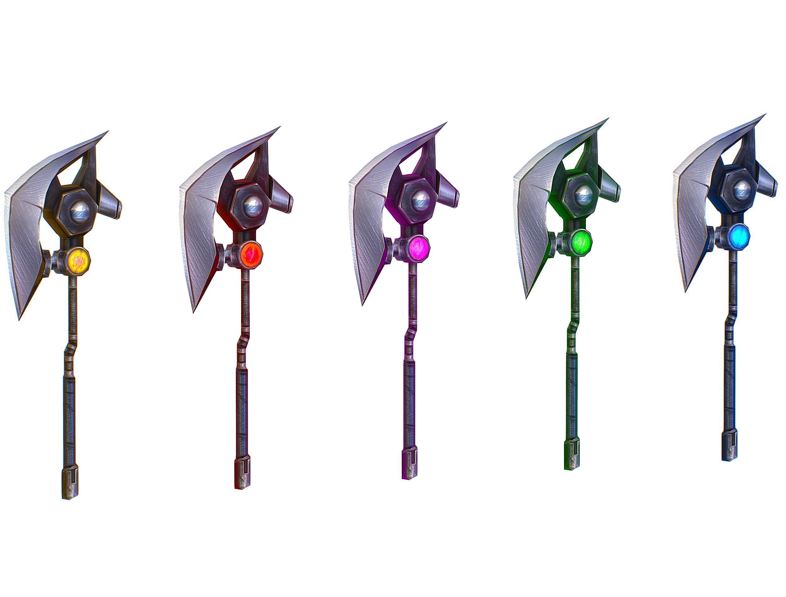 a set of cutting weapons Low-poly 3D model_10