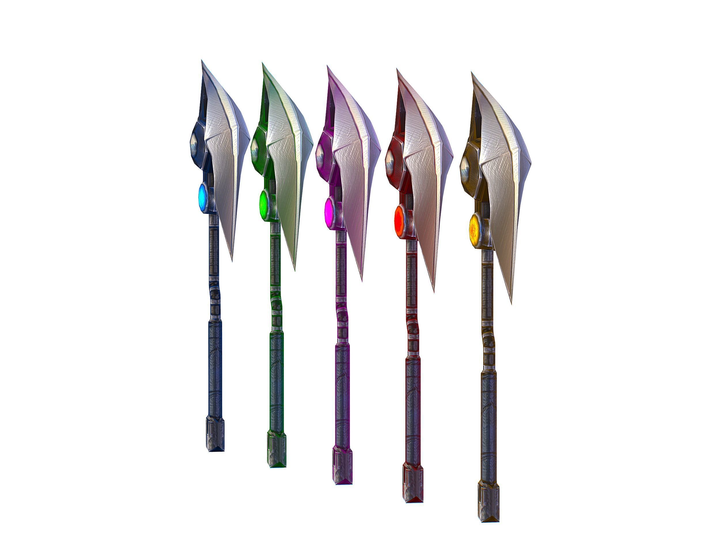 a set of cutting weapons Low-poly 3D model_4