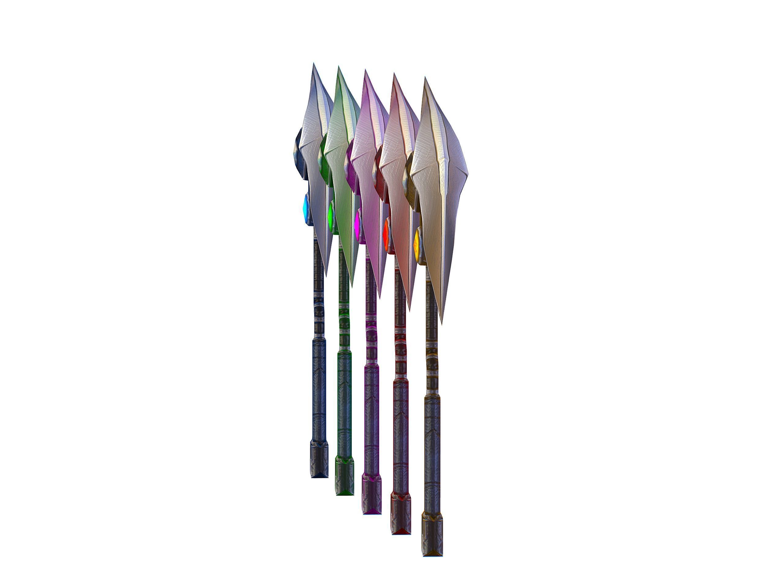 a set of cutting weapons Low-poly 3D model_5