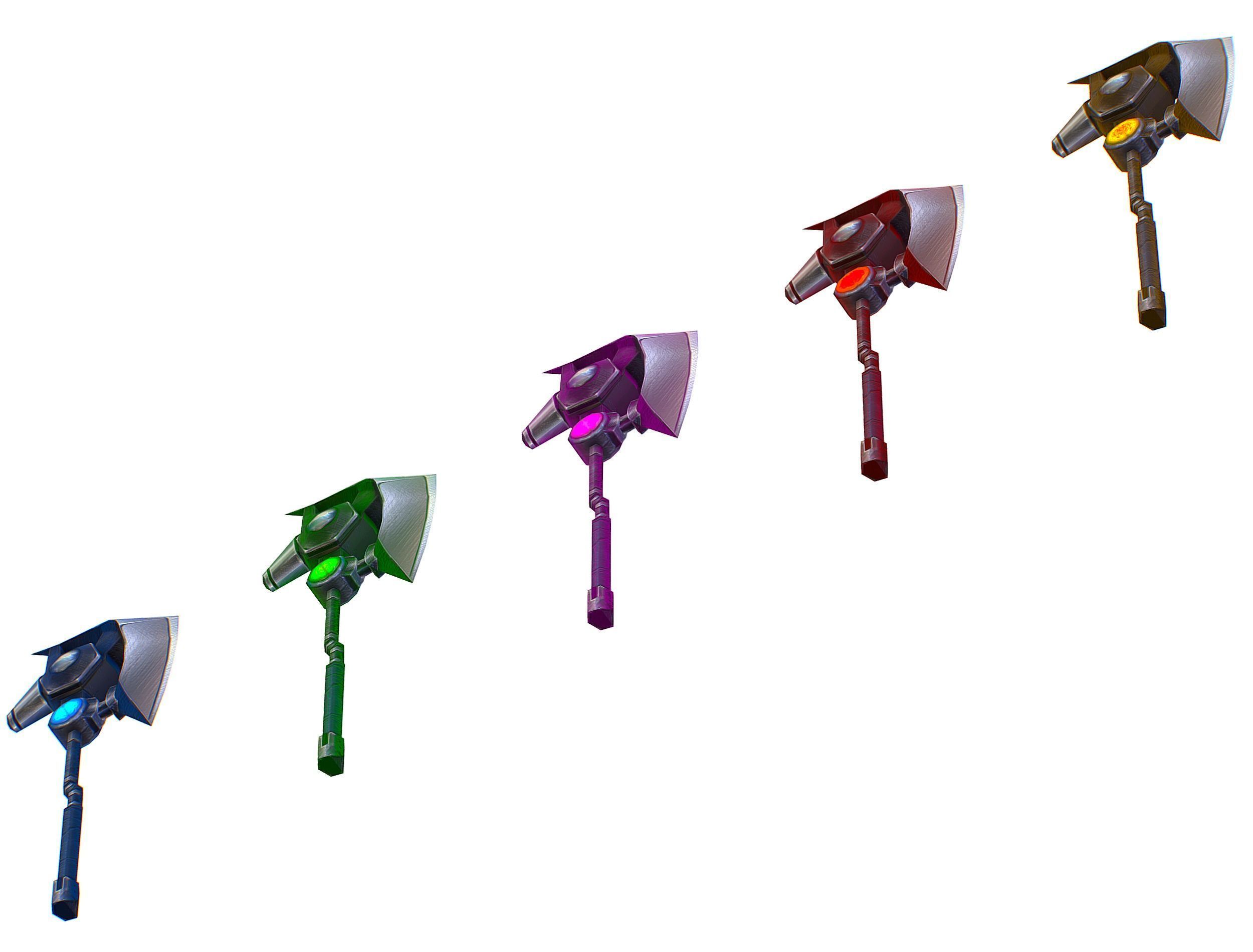 a set of cutting weapons Low-poly 3D model_15