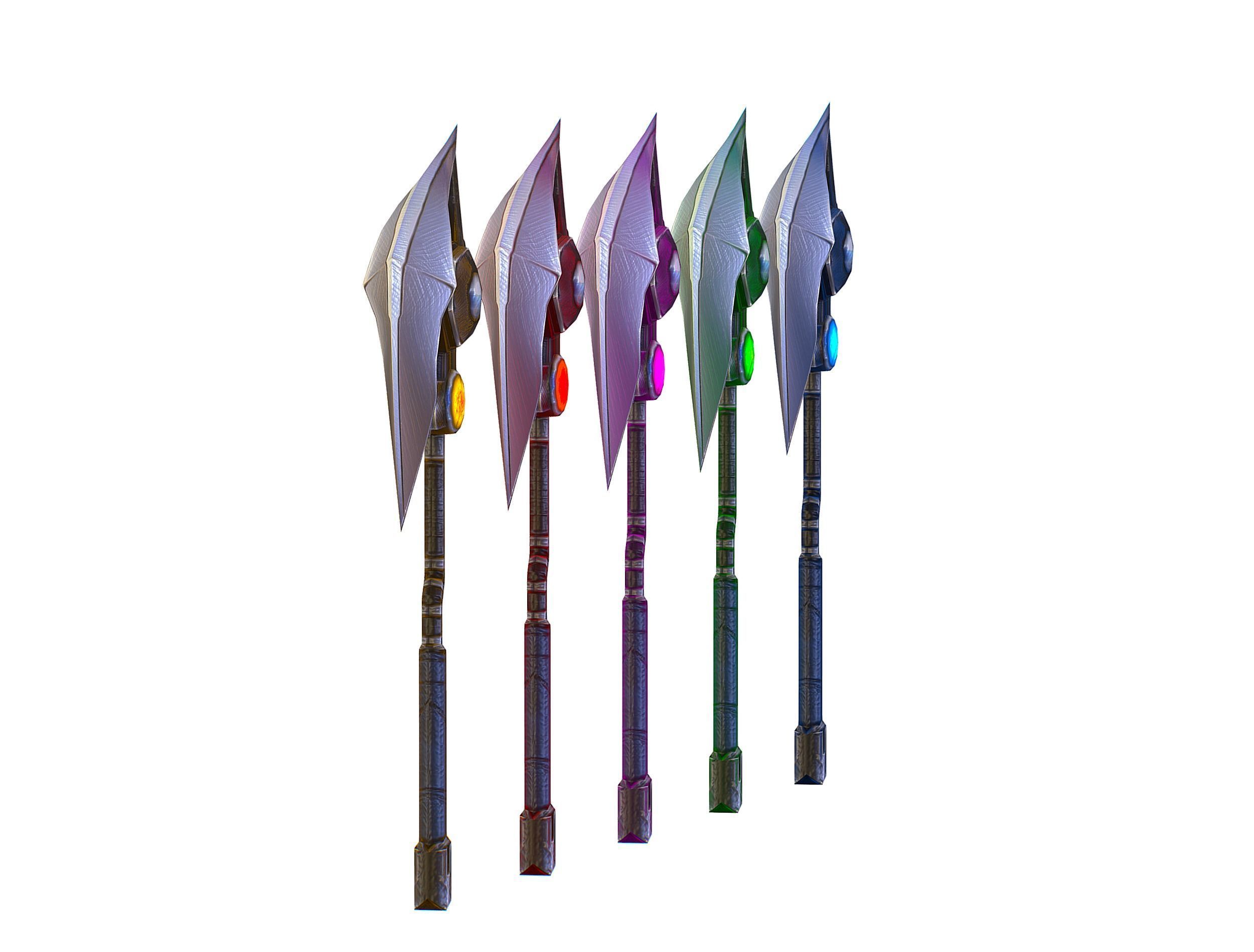 a set of cutting weapons Low-poly 3D model_7