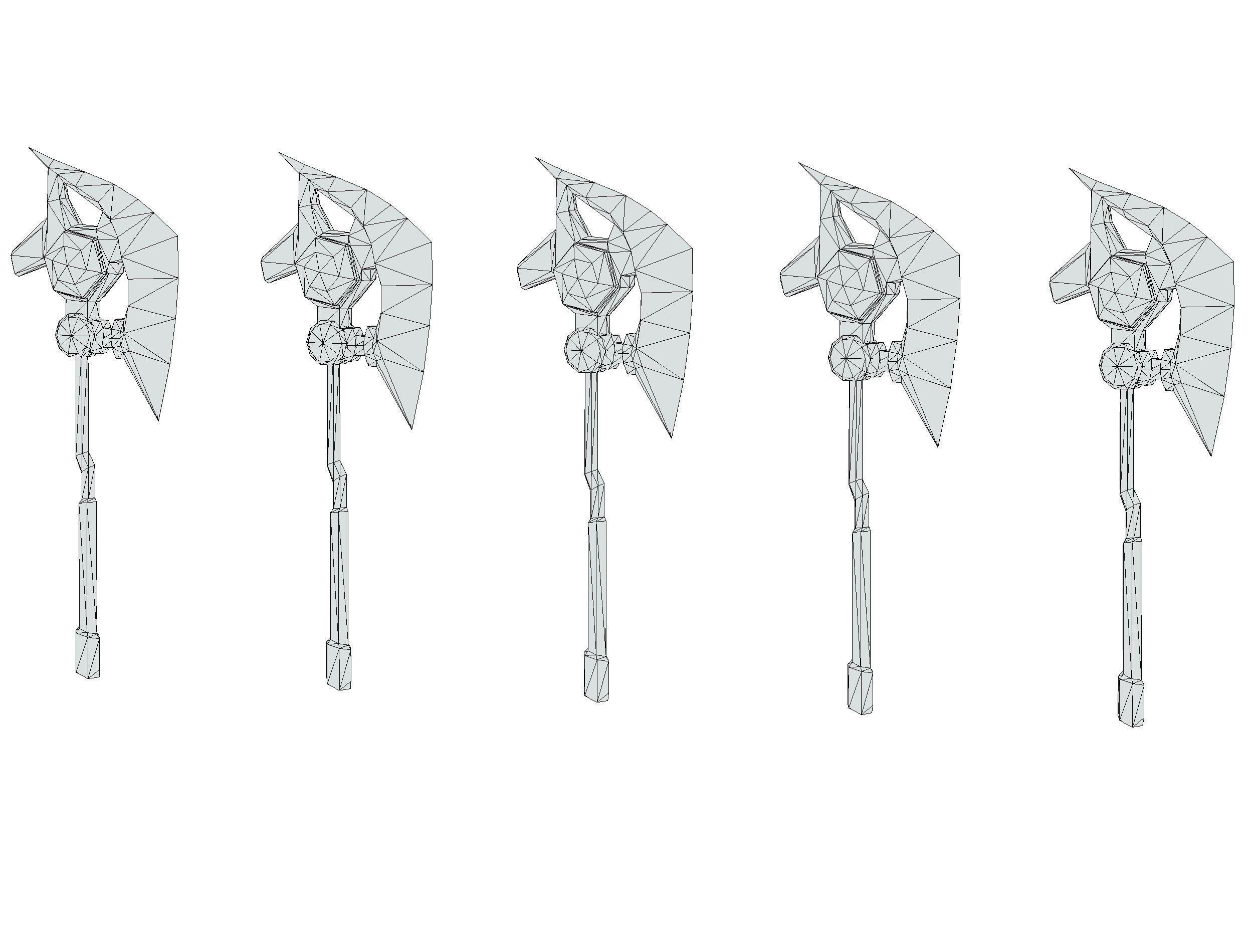 a set of cutting weapons Low-poly 3D model_22