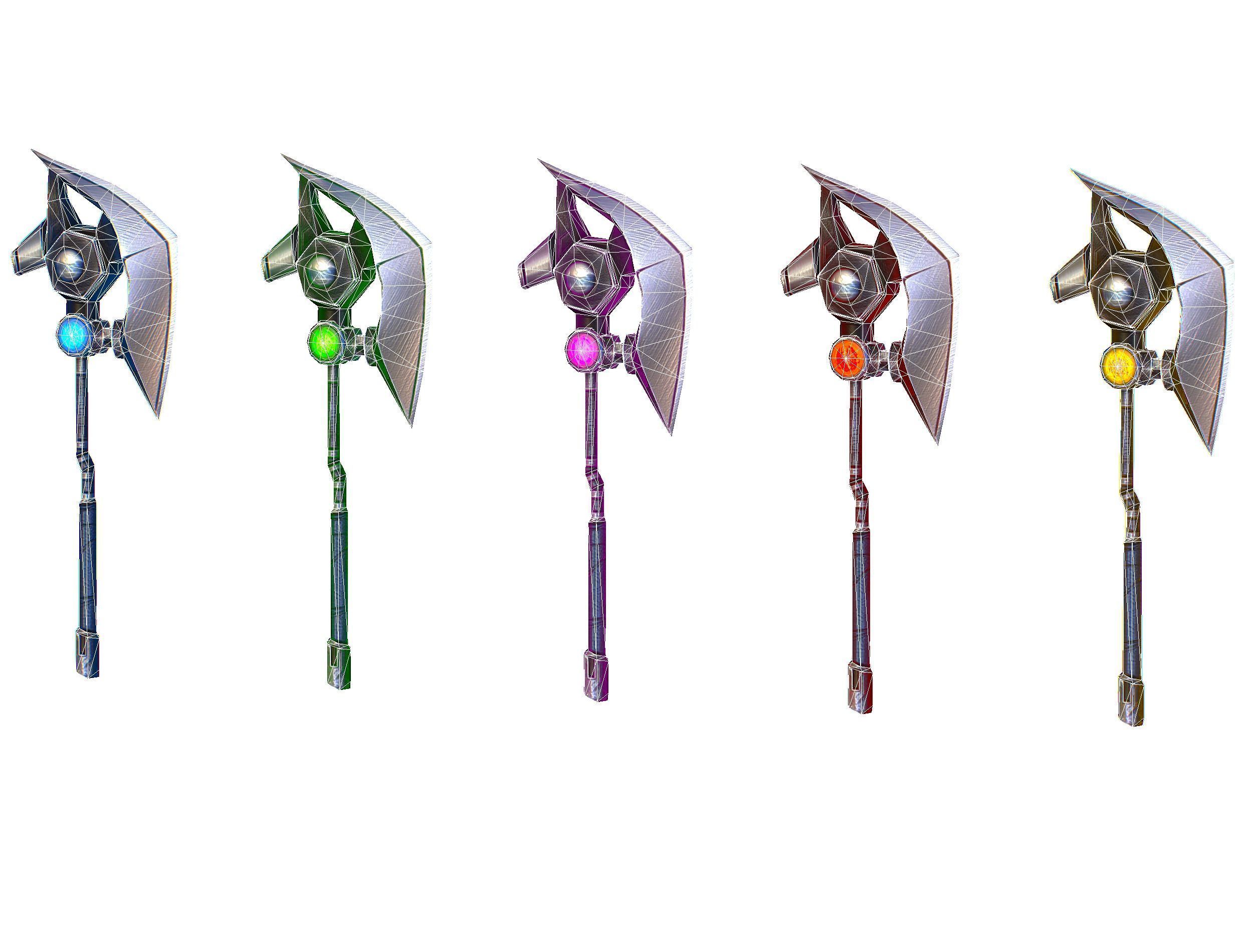 a set of cutting weapons Low-poly 3D model_19